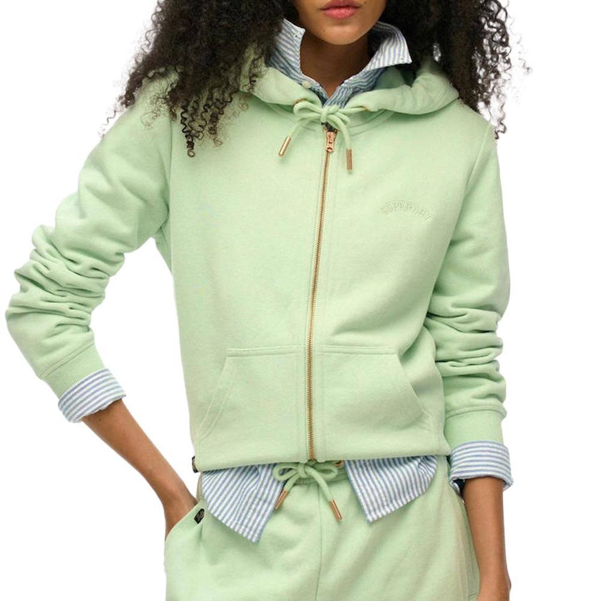 SUPERDRY Sweat Zippé Vert Clair Femme Superdry Essential. Coloris disponibles : Vert