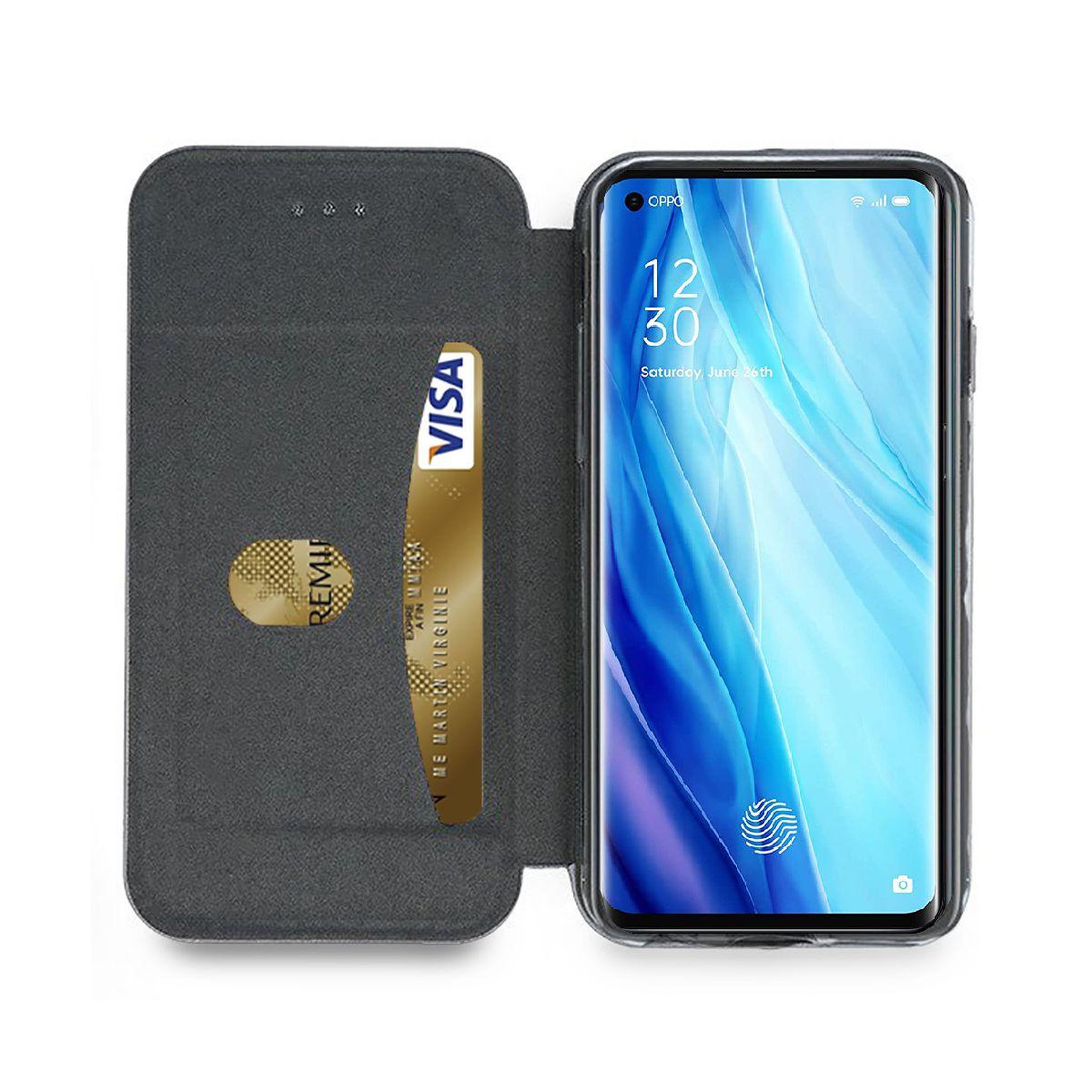 Voir la diapositive 3 : IBROZ Etui oppo reno 4 pro cuir bleu