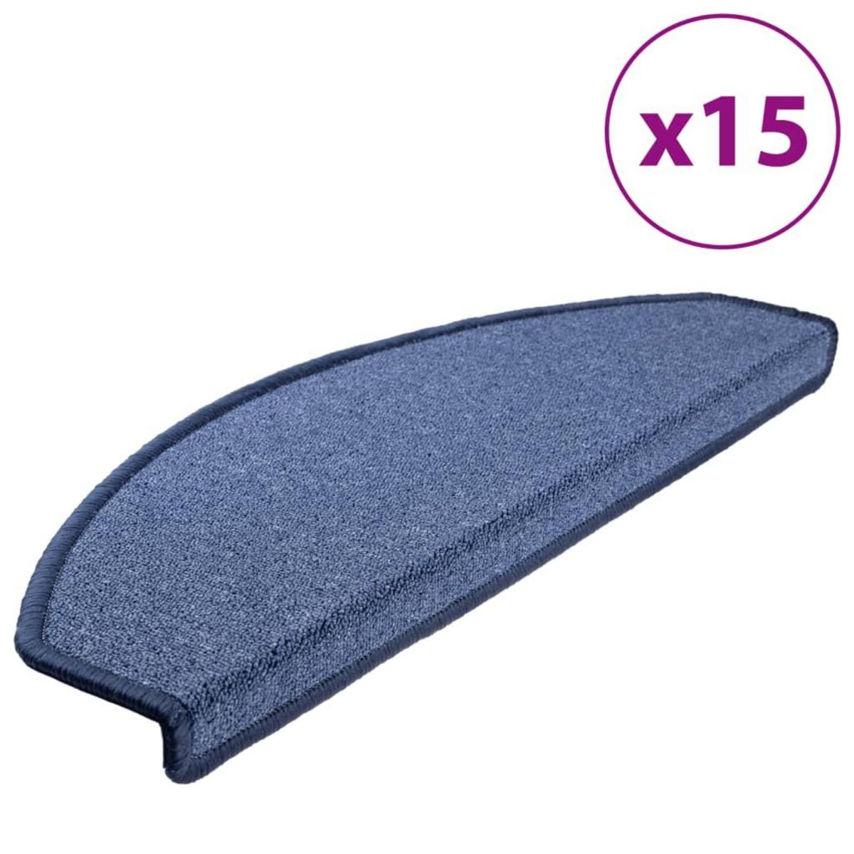 VIDAXL Tapis d'escalier 15 pcs Bleu 65x24x4 cm