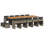 Voir la diapositive 2 : VIDAXL Ensemble a manger de jardin 15 pcs coussins gris resine tressee