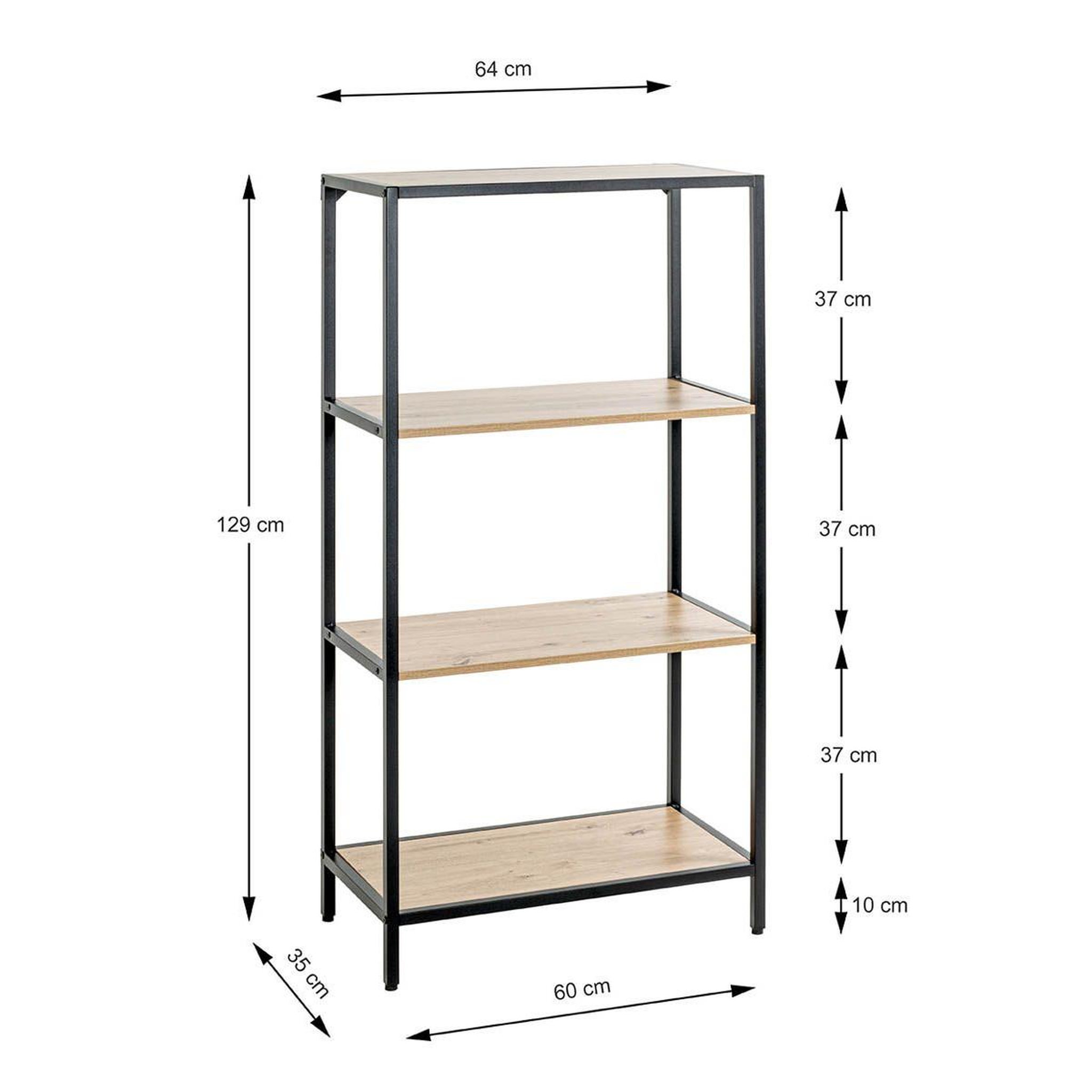 Voir la diapositive 5 : Paris Prix Étagère bibliothèque 4 niveaux  miranda  129cm chêne & noir