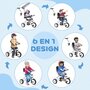 Voir la diapositive 4 : HOMCOM Tricycle enfant pare-soleil pliable canne amovible benne rangement acier blanc noir