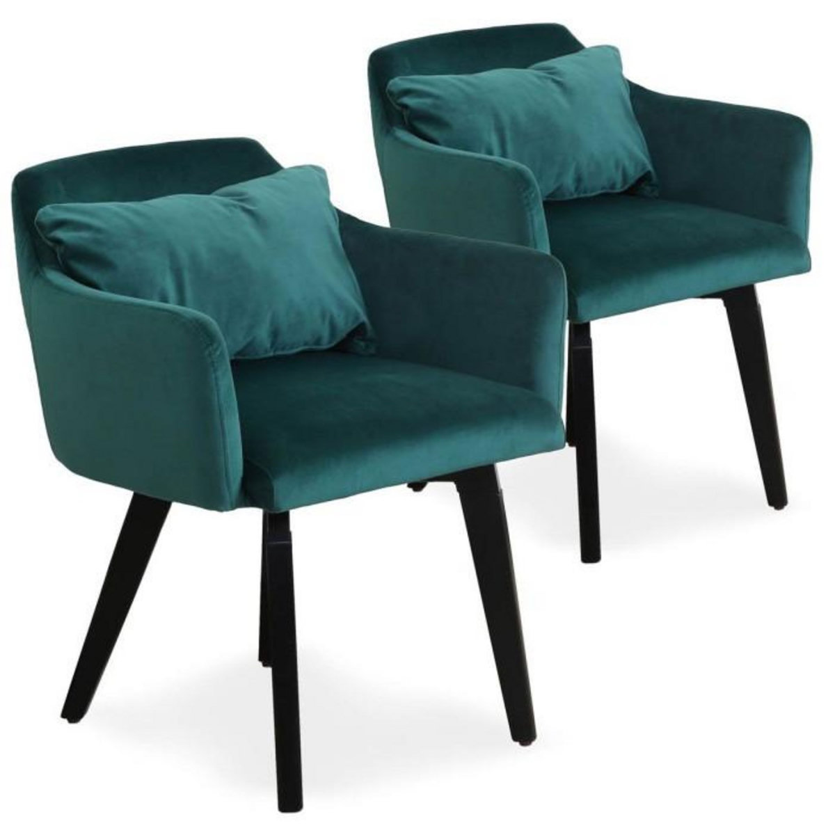 Paris Prix Lot de 2 Fauteuils Velours  Scanda  70cm Vert