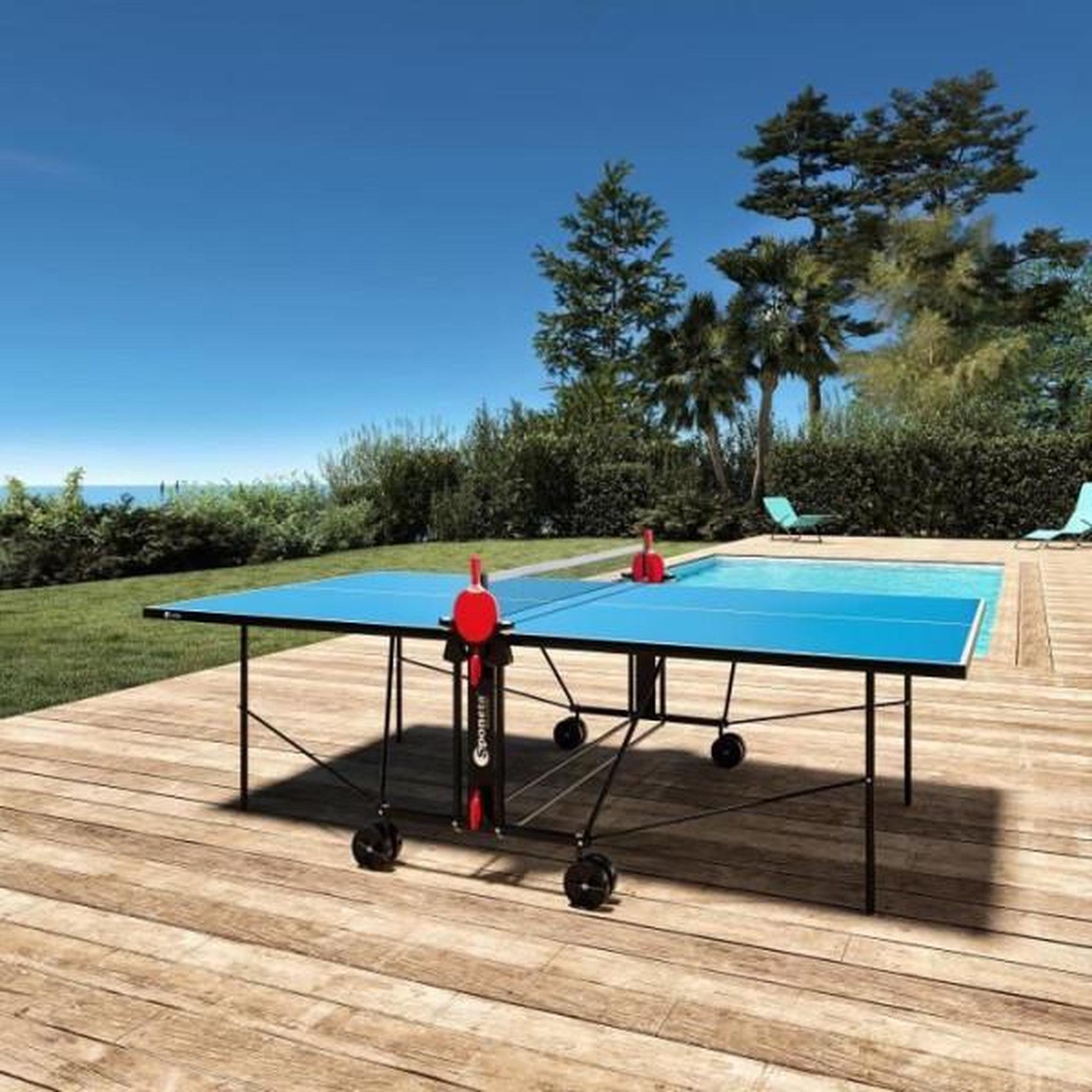 Voir la diapositive 3 : N/A SPONETA - Table Tennis de Table - Table Ping Pong Compacte - Usage extérieur - Bleu et noir