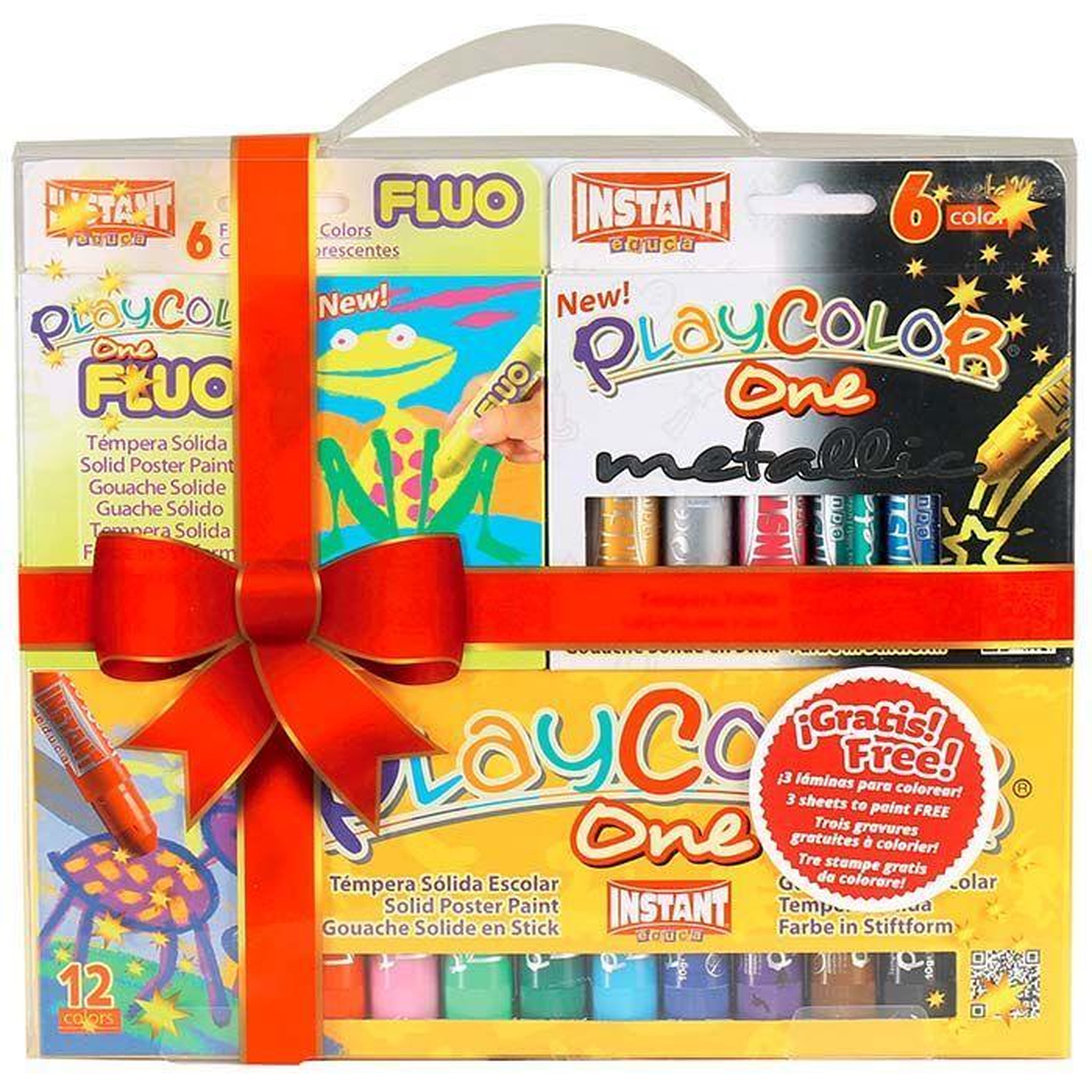 Play Color Coffret 24 stylos gouache solide playcolor basic-metal-fluo + 3 gravures à colorier