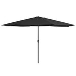 VIDAXL Parasol de jardin avec mat en metal 390 cm noir