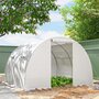 Voir la diapositive 2 : OUTSUNNY Serre de jardin tunnel 4 fenêtres acier galvanisé bâche PE blanc