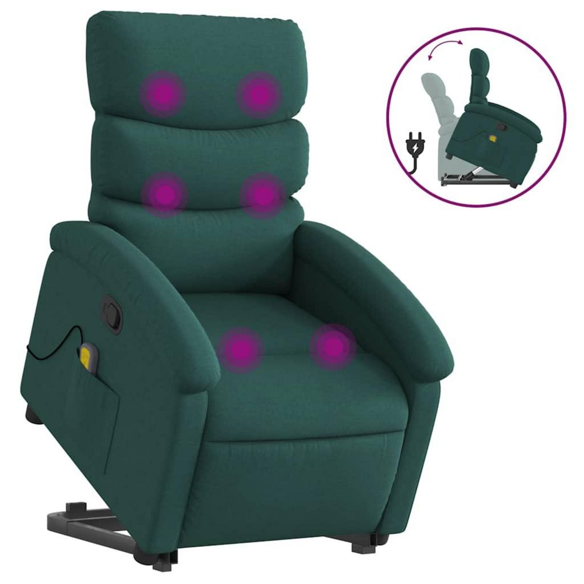 VIDAXL Fauteuil inclinable de massage Vert fonce Tissu