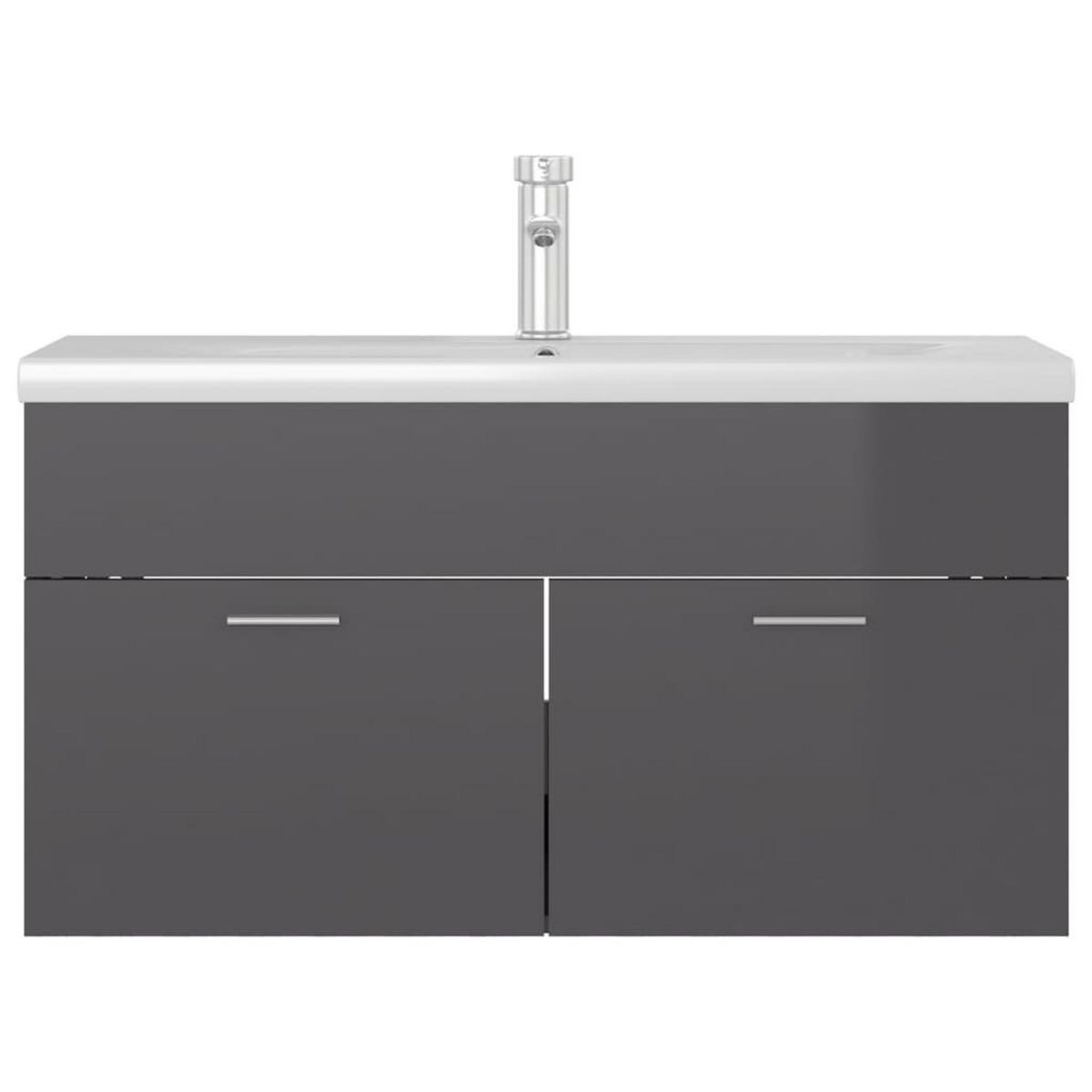 VIDAXL Armoire d'evier avec lavabo integre Gris brillant Agglomere