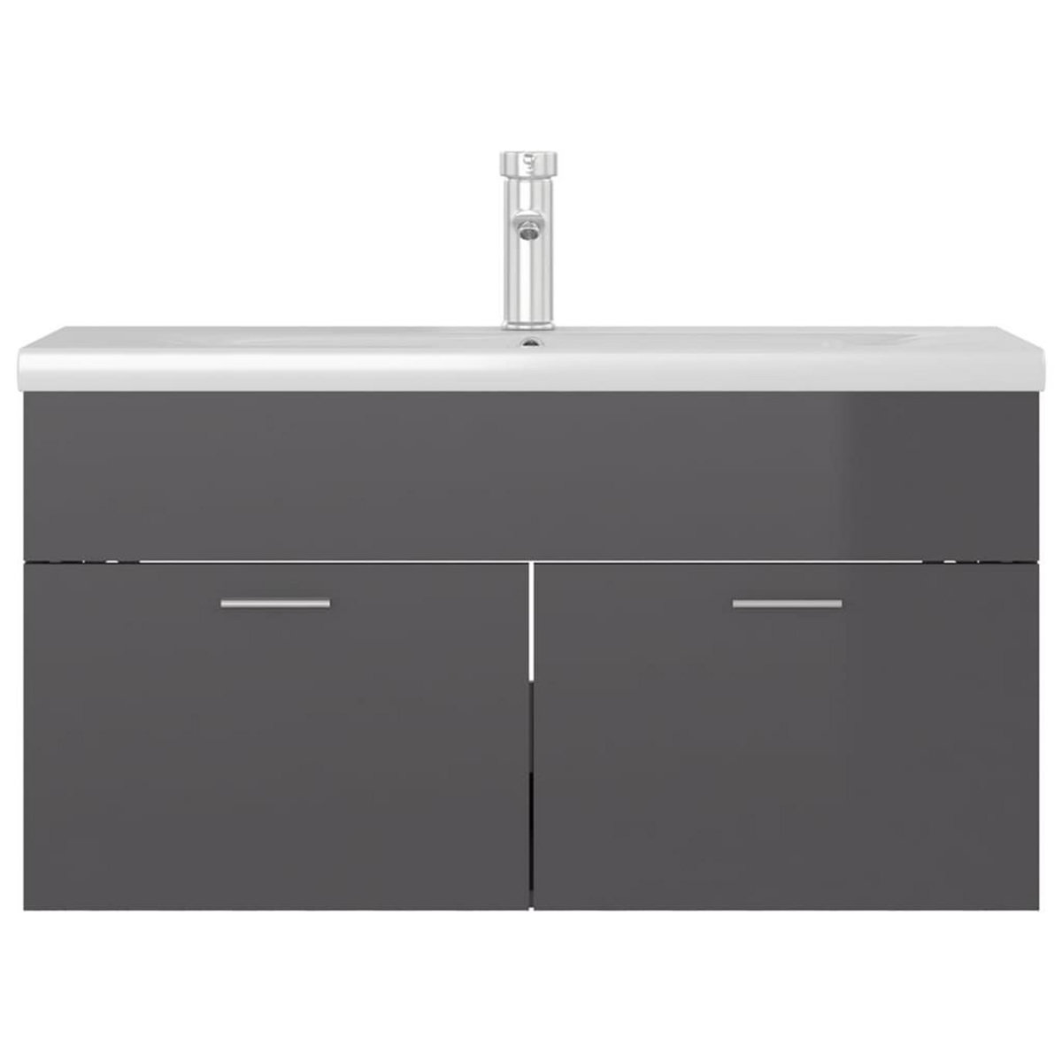 VIDAXL Armoire d'evier avec lavabo integre Gris brillant Agglomere