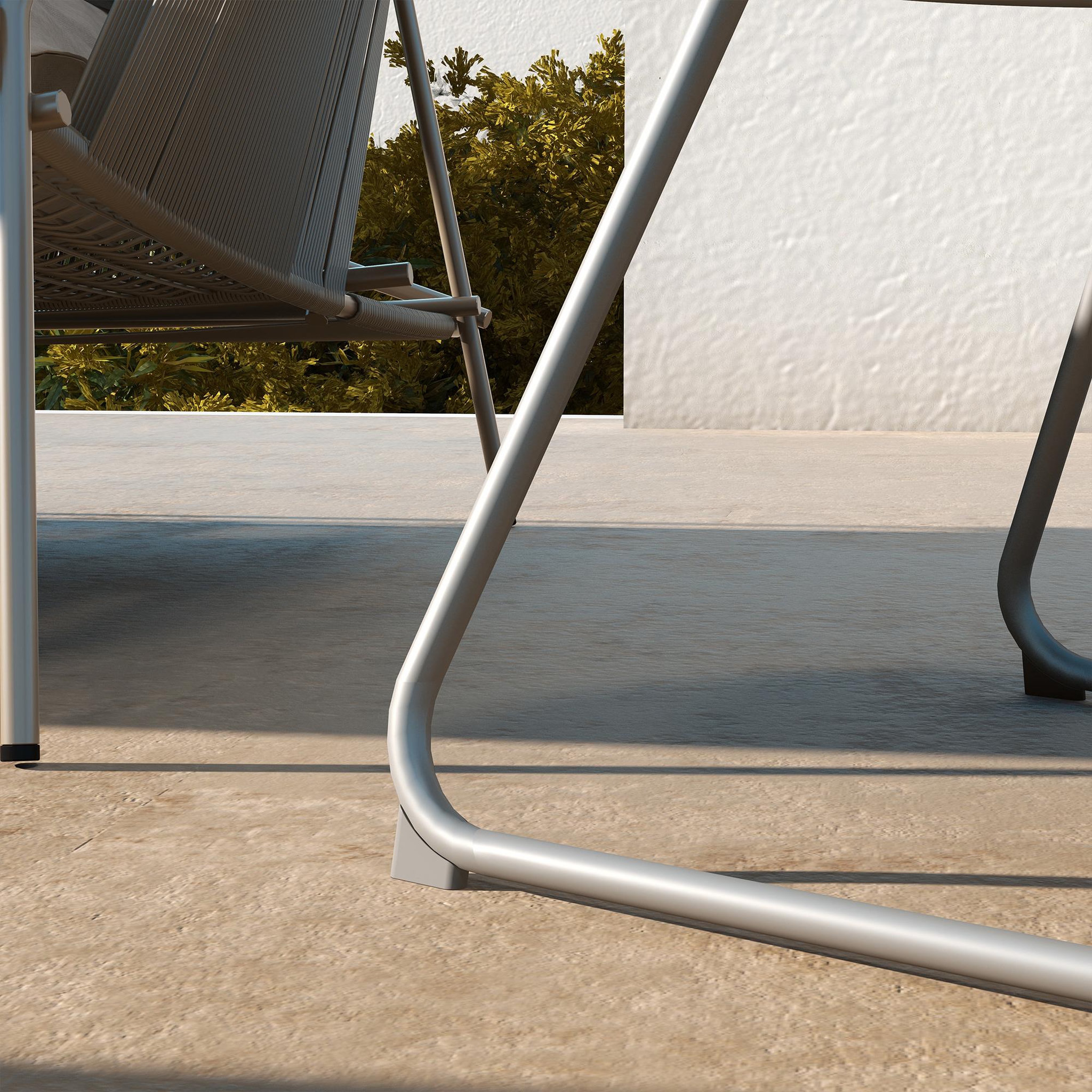 Voir la diapositive 5 : OUTSUNNY Table basse de jardin ronde Ø 60 cm métal époxy gris
