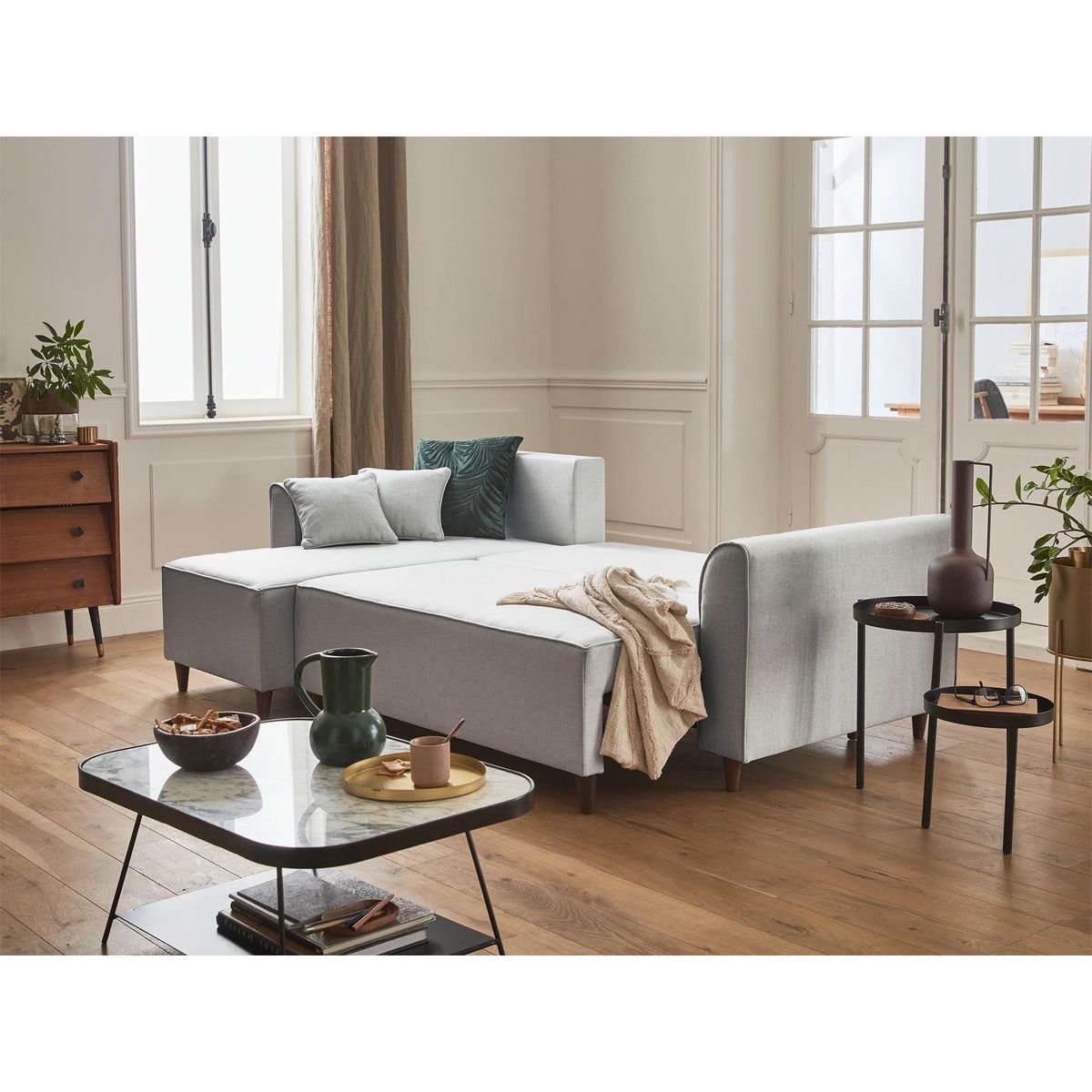 BEST MOBILIER Saphir - canapé d'angle réversible 4 places - convertible - avec coffre - en tissu