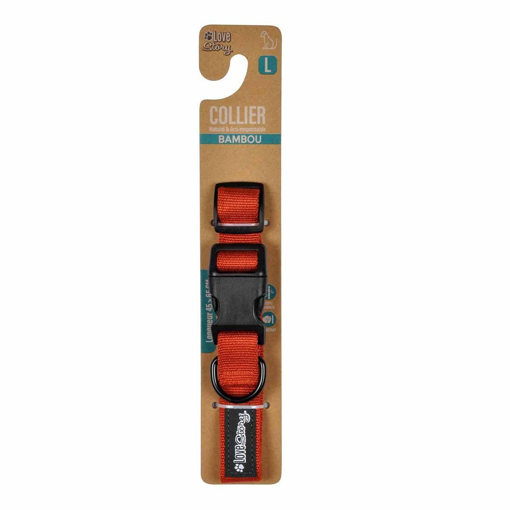 Voir la diapositive 2 : LOVE STORY Collier pour animaux  réglable  65cm terracotta