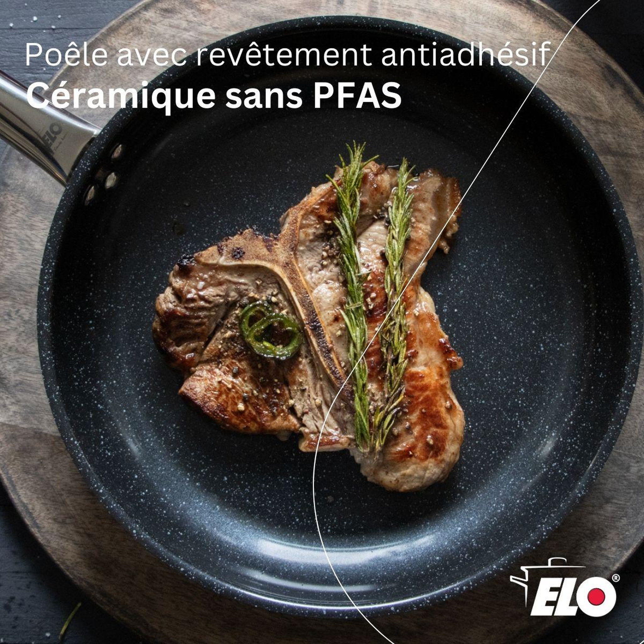 Voir la diapositive 2 : ELO Lot de 3 poêles 24/28/32 cm elo profi therm platinum et faitout 14 cm