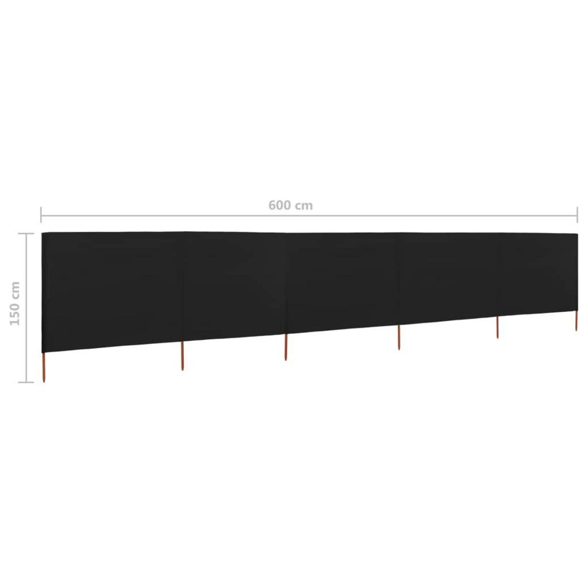VIDAXL Paravent 5 panneaux Tissu 600 x 120 cm Noir