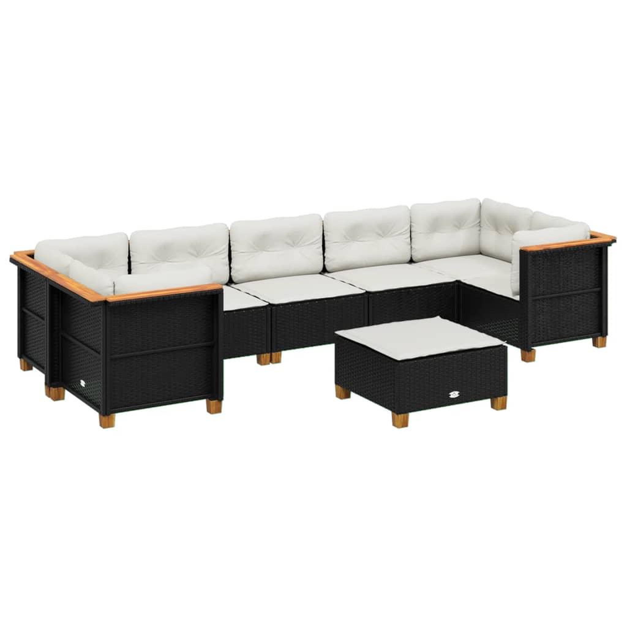 Voir la diapositive 2 : VIDAXL Salon de jardin 8 pcs avec coussins noir resine tressee