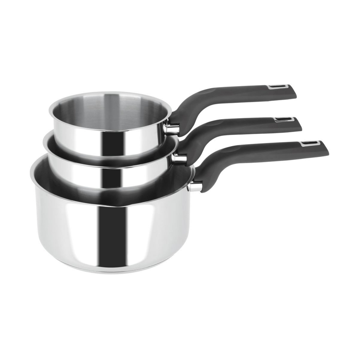 ACTUEL Lot de 3 casseroles induction inox