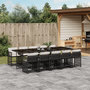 Voir la diapositive 1 : VIDAXL Ensemble a manger de jardin 11 pcs coussins noir resine tressee
