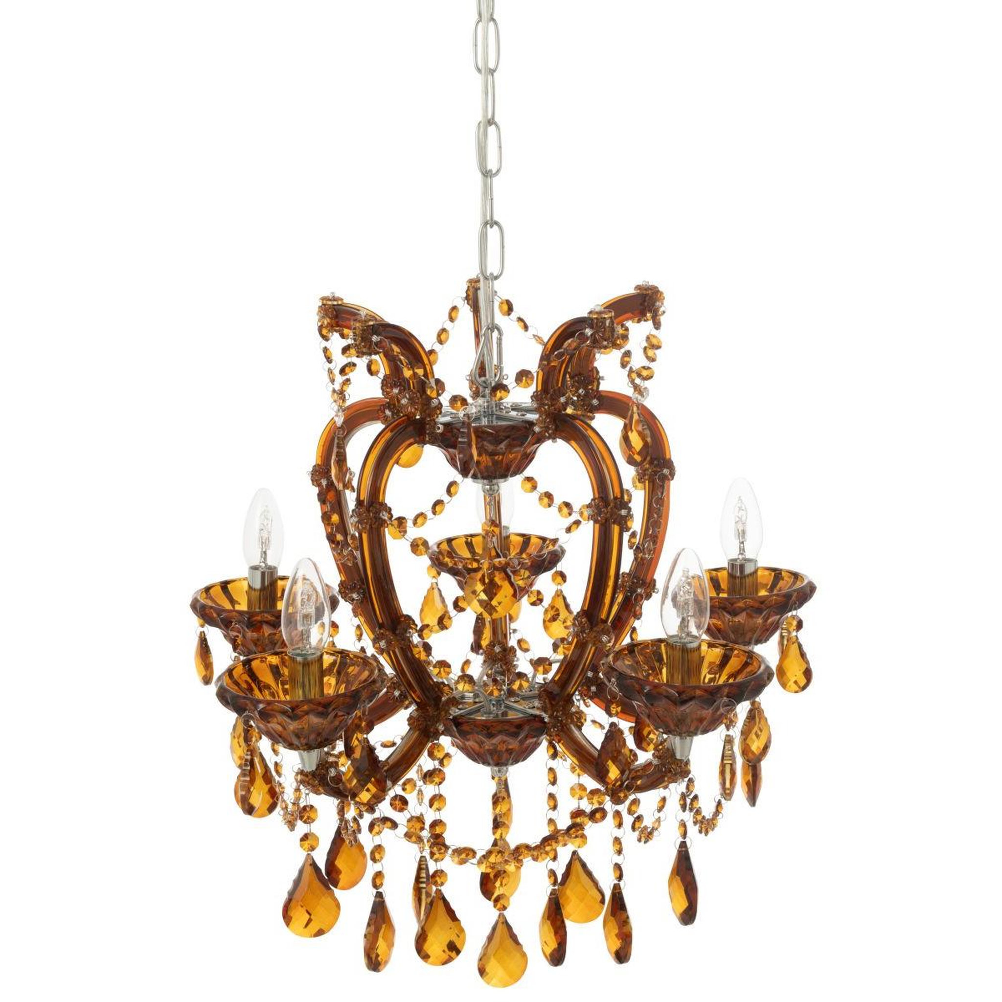 Voir la diapositive 3 : J-LINE Lustre en Verre  Antique  57cm Marron
