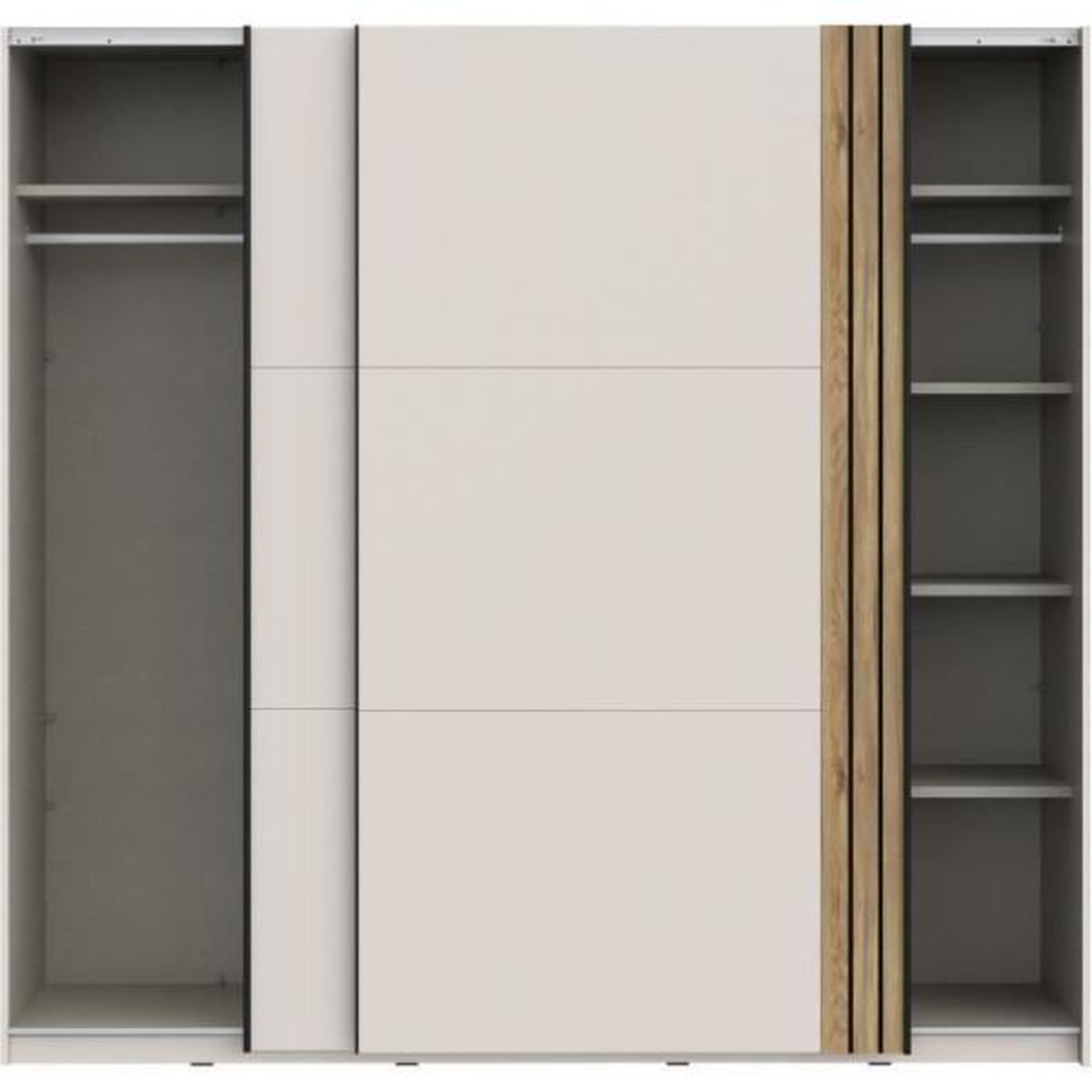 Voir la diapositive 4 : Armoire aménagée - WAIKATO - 2 portes coulissantes - Blanc - 220,1 x 61,2 x 210,5 cm