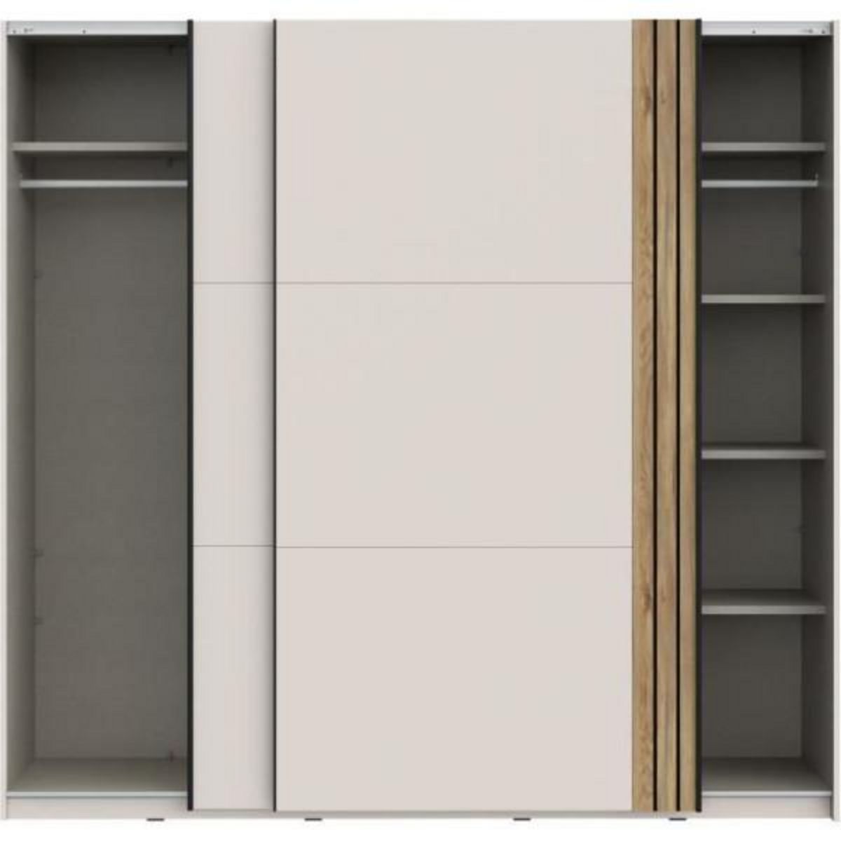MARKET24 Armoire aménagée - WAIKATO - 2 portes coulissantes - Blanc - 220,1 x 61,2 x 210,5 cm