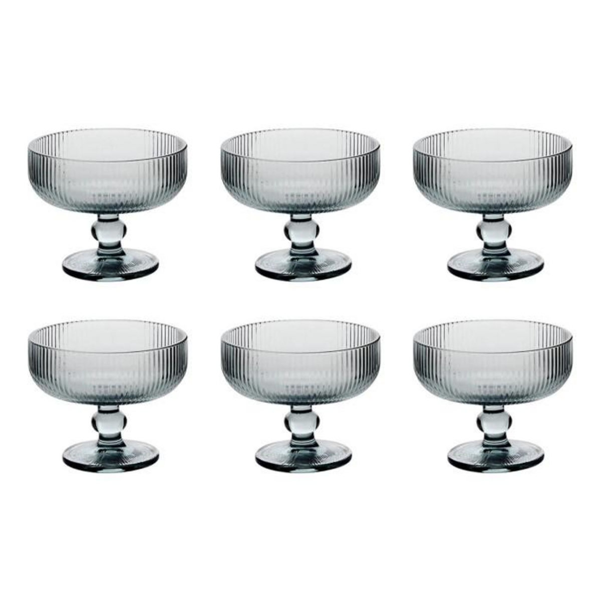 SECRET DE GOURMET Lot de 6 Coupes à Glace Strie  Ema  34cl Gris
