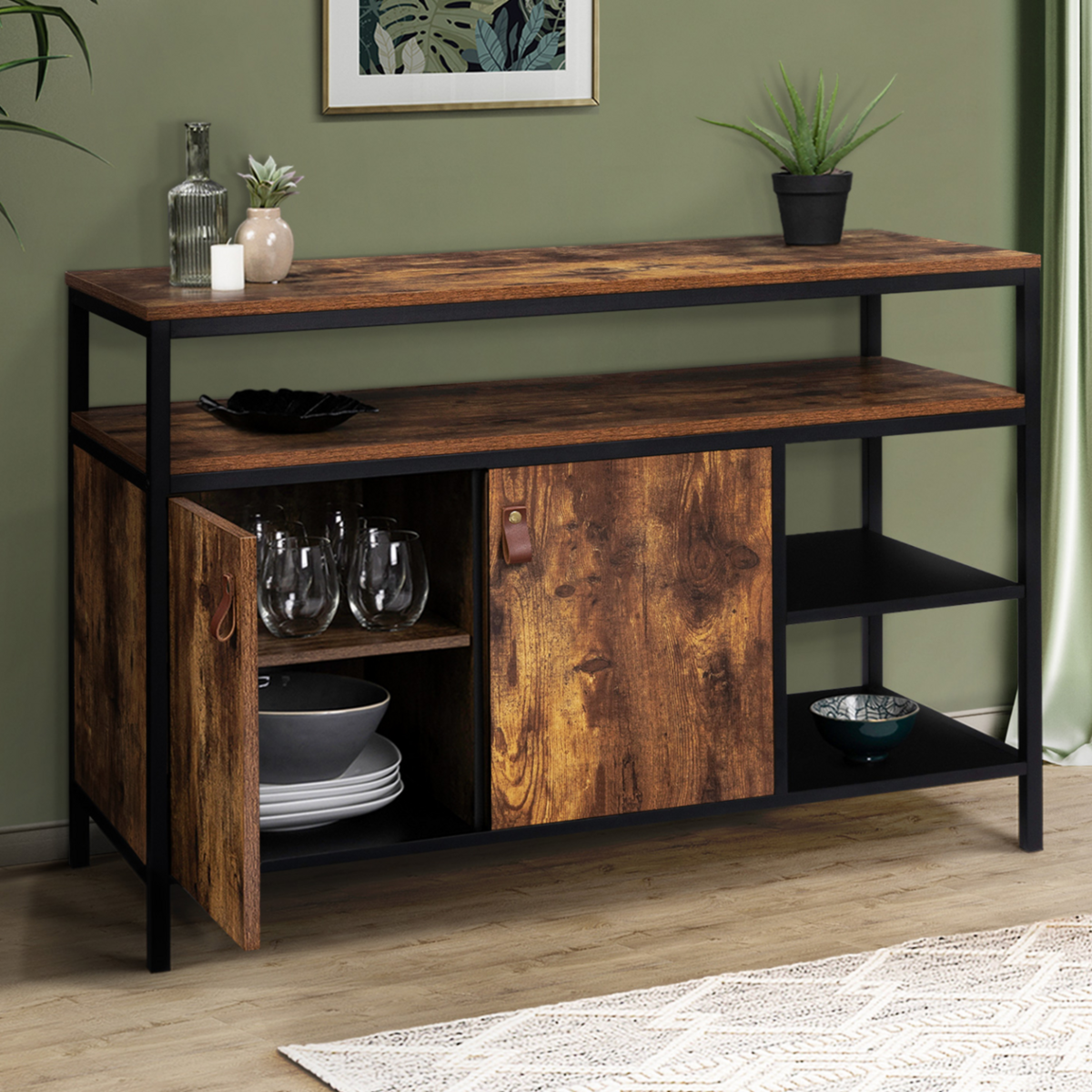 ID MARKET Buffet bas 2 portes 100 cm CHICAGO design industriel