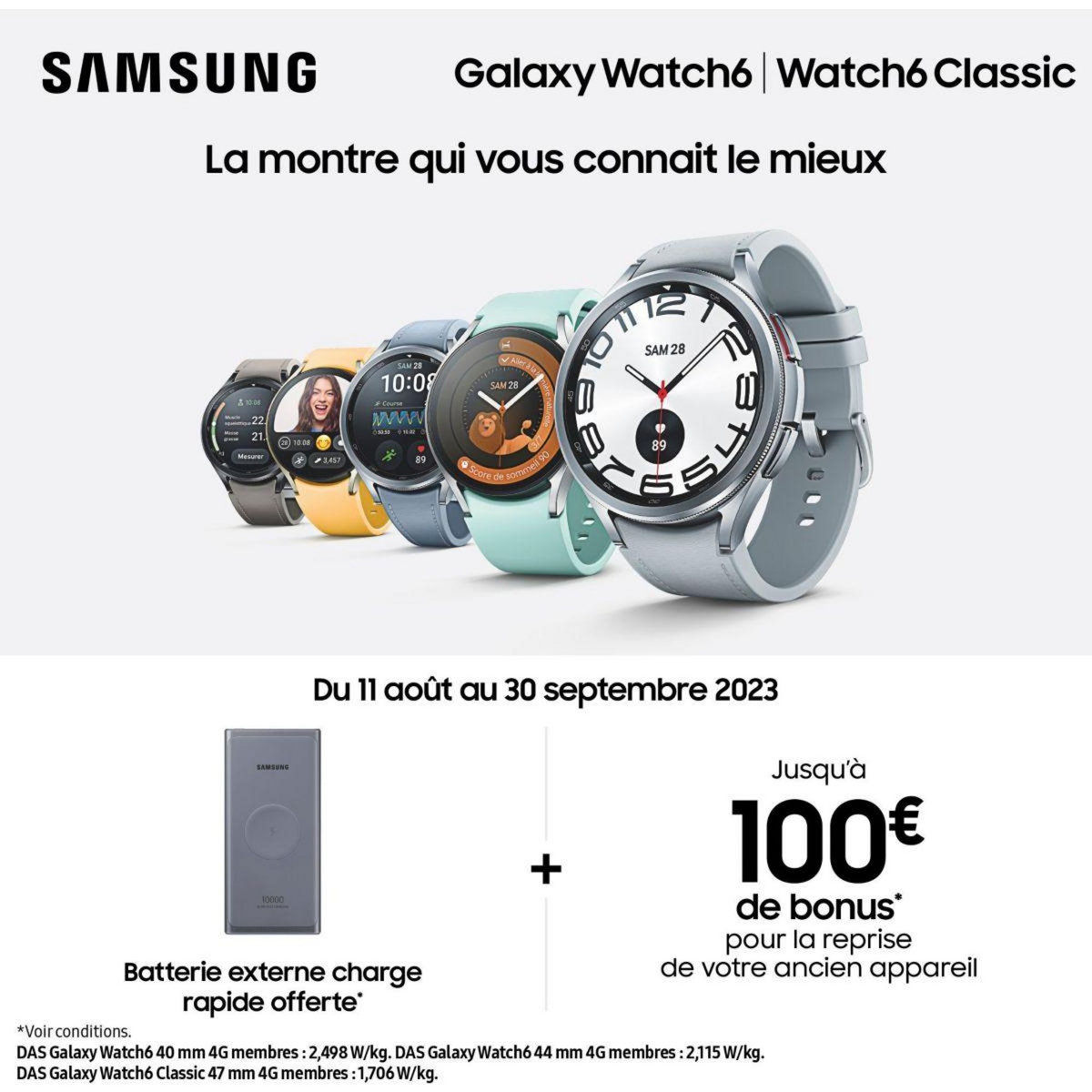 Samsung Montre connectée Galaxy Watch6 Classic 4G Noir 43mm