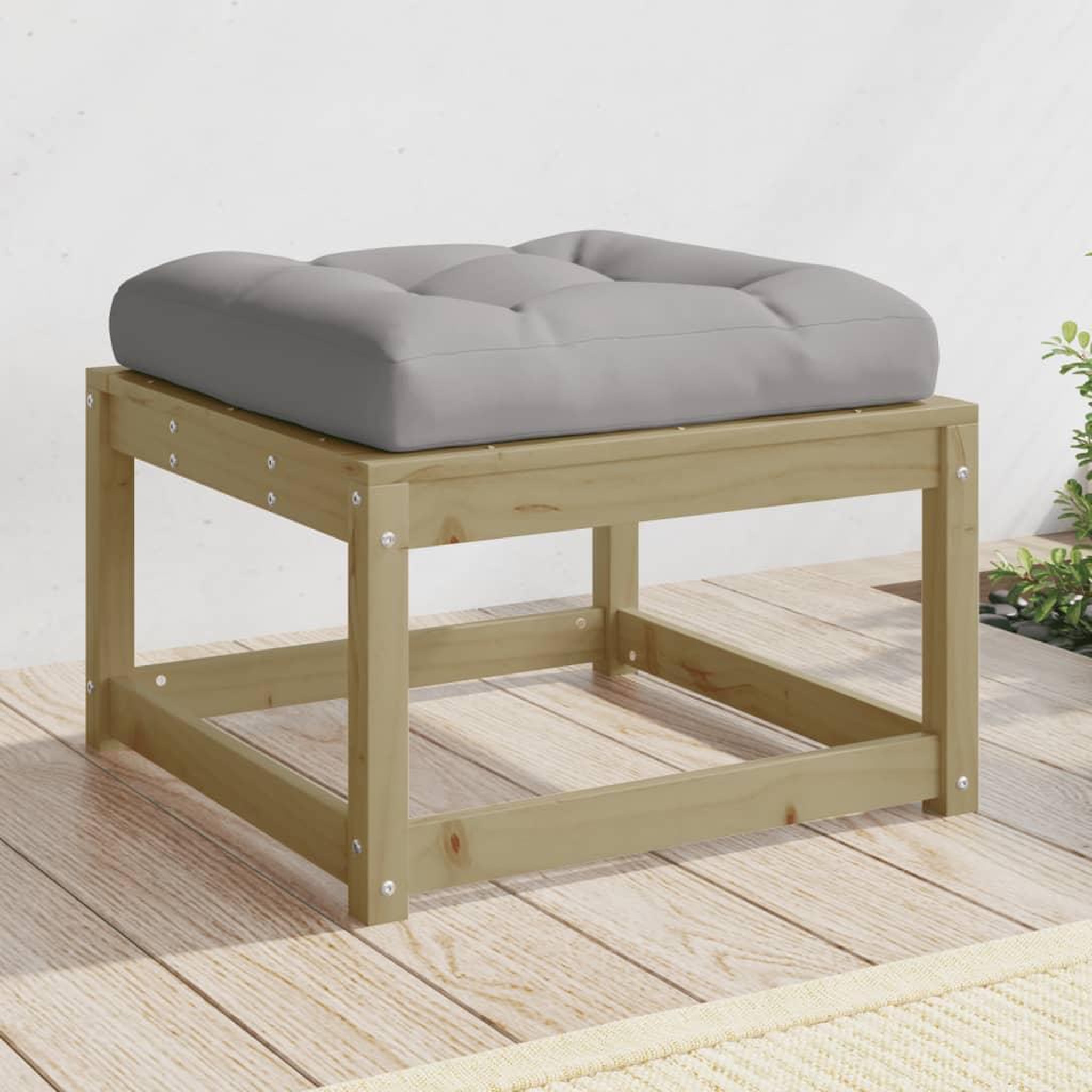 VIDAXL Repose-pied de jardin avec coussins bois de pin impregne
