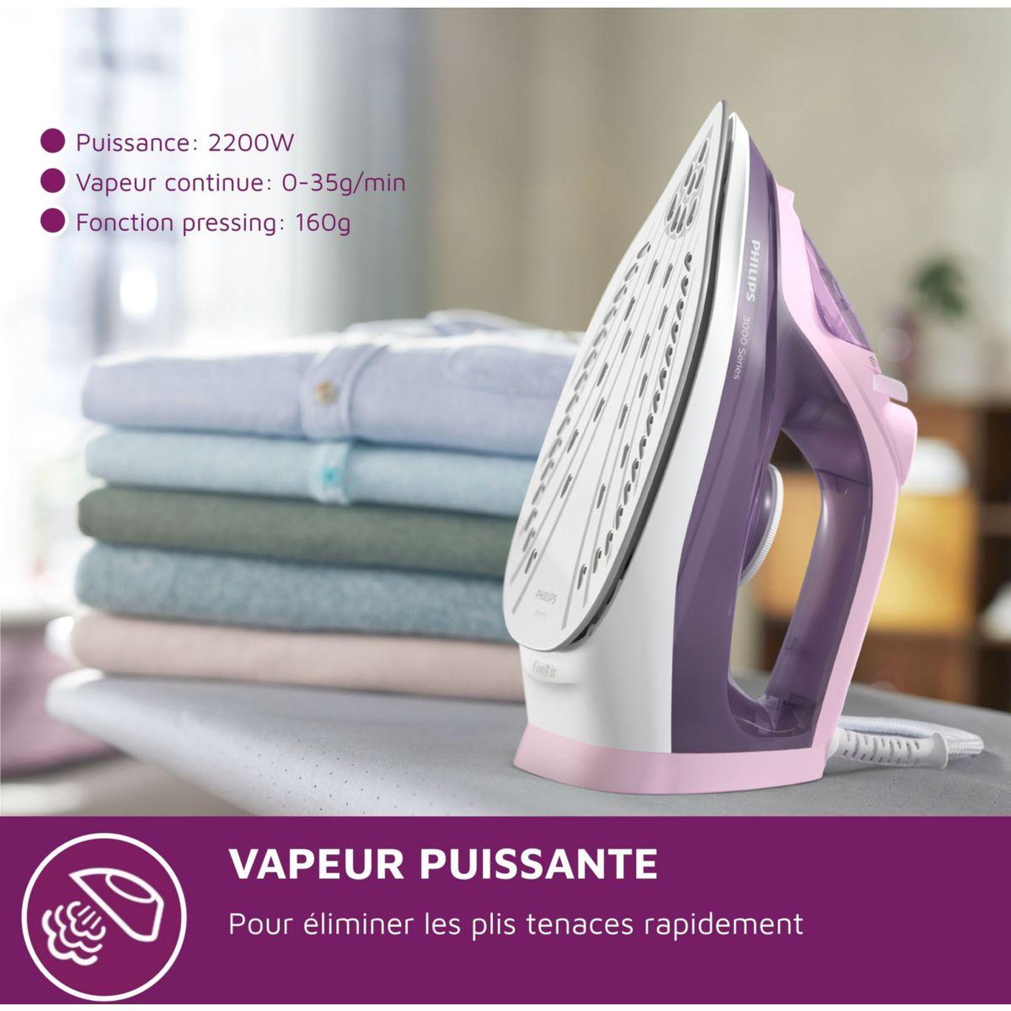 Voir la diapositive 4 : Philips Fer à repasser DST3020/30 série 3000