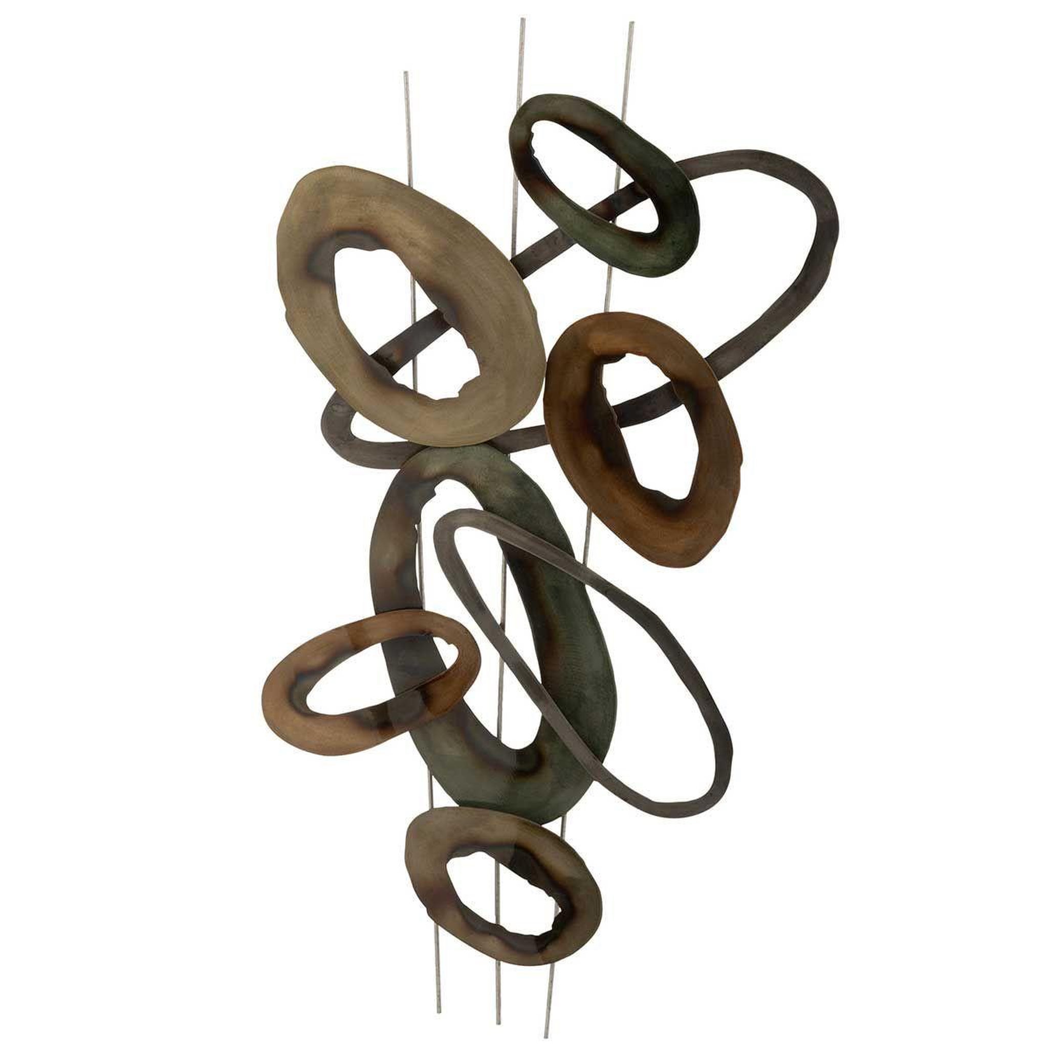 J-LINE Décoration Murale  Lignes Ovales  91cm Naturel & Vert