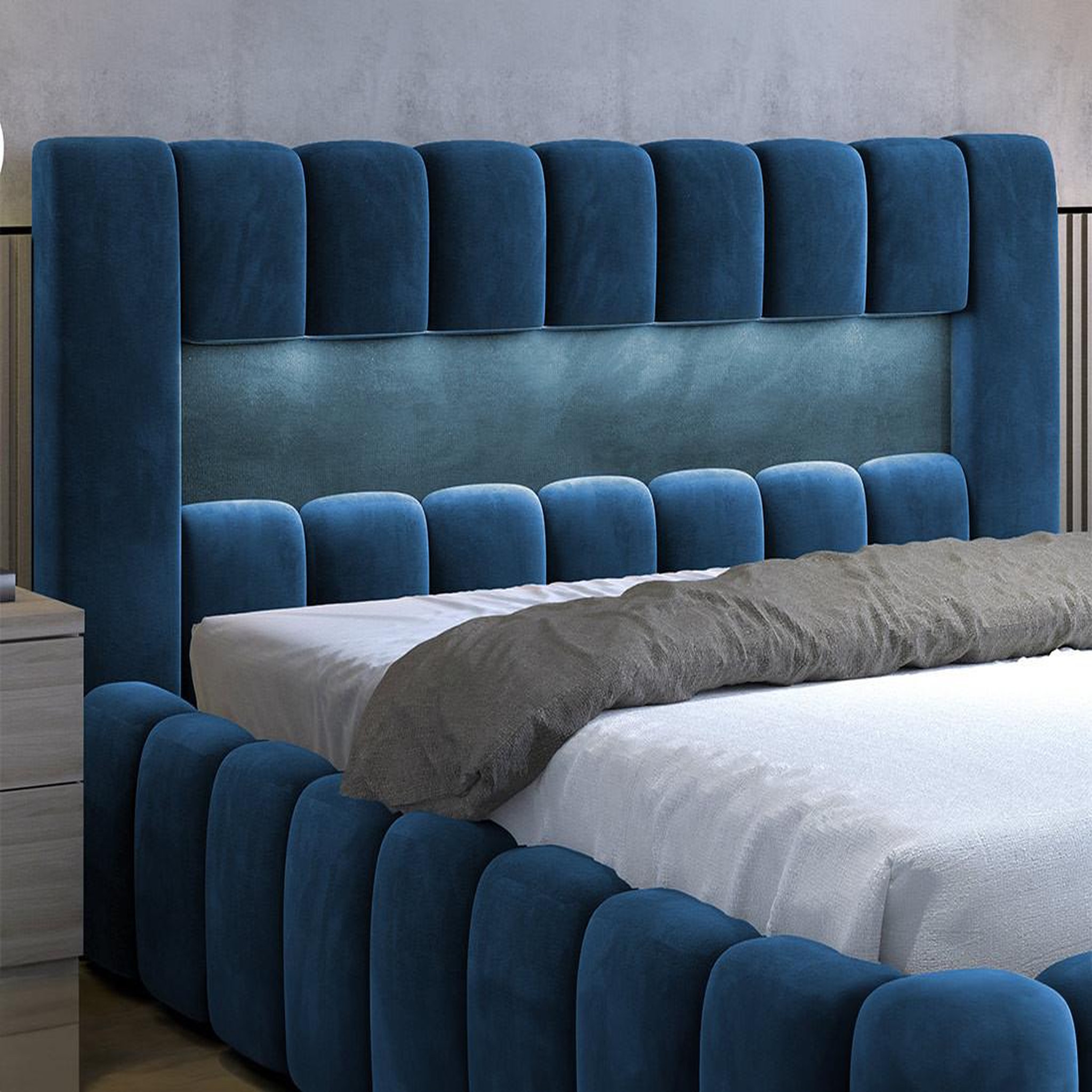 Voir la diapositive 3 : BEST MOBILIER Cleo - lit coffre avec led - 180x200 cm - sommier inclus - en velours