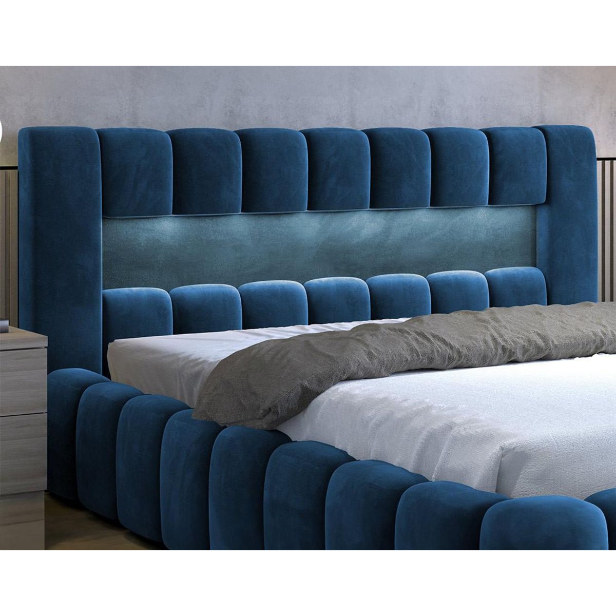 BEST MOBILIER Cleo - lit coffre avec led - 180x200 cm - sommier inclus - en velours