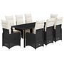Voir la diapositive 2 : VIDAXL Ensemble de bistro de jardin 9 pcs coussins noir poly rotin