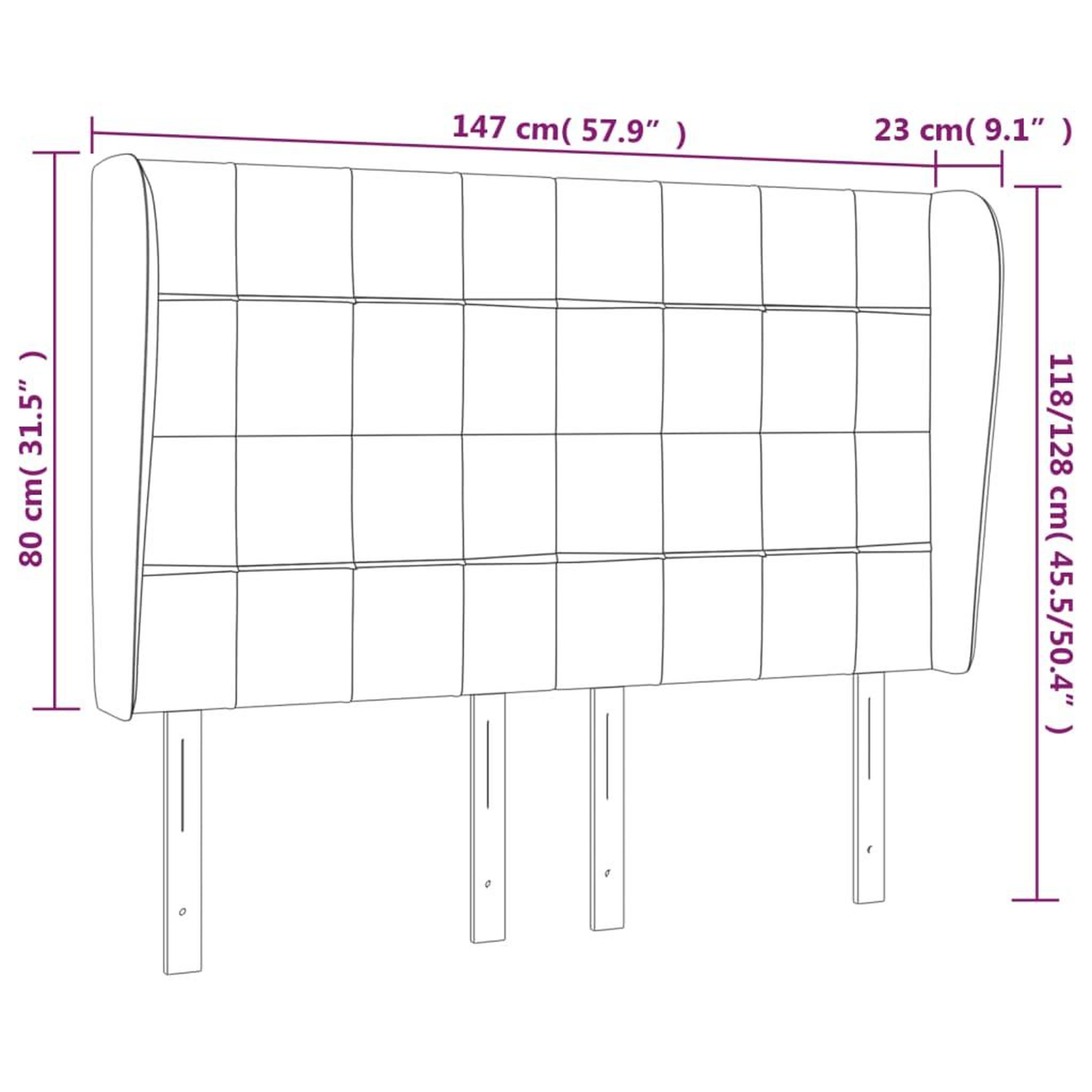 Voir la diapositive 6 : VIDAXL Tete de lit avec oreilles Gris fonce 147x23x118/128 cm Tissu