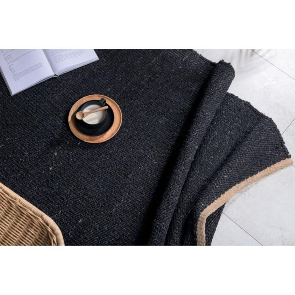 Paris Prix Tapis Déco en Jute  Kali  170x240cm Noir