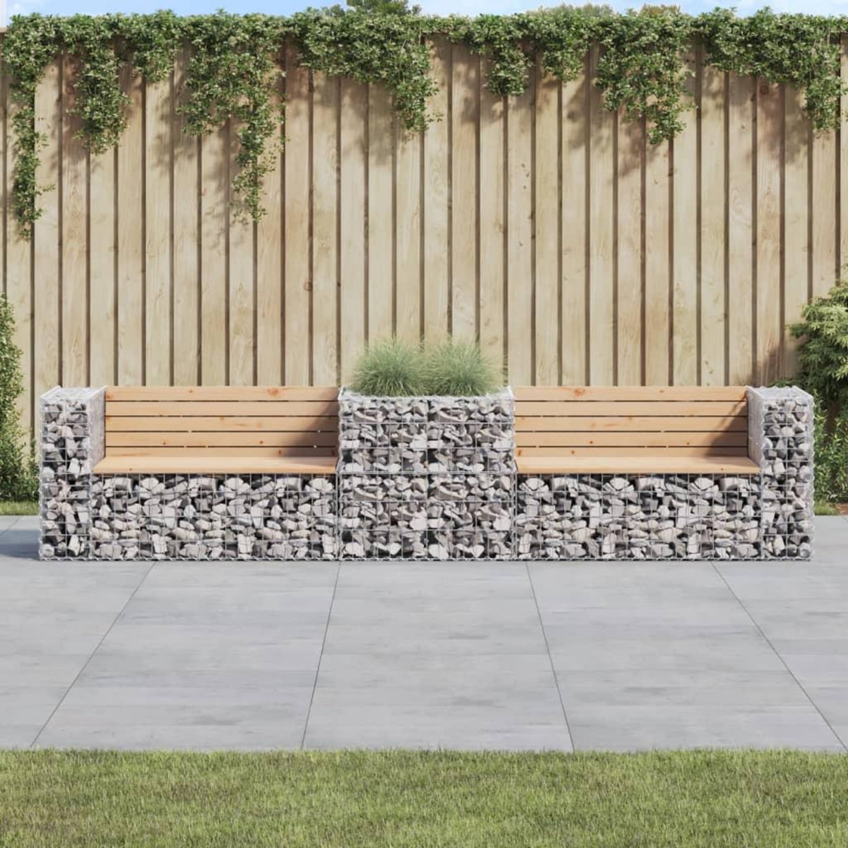 VIDAXL Banc de jardin avec panier en gabion bois massif de pin