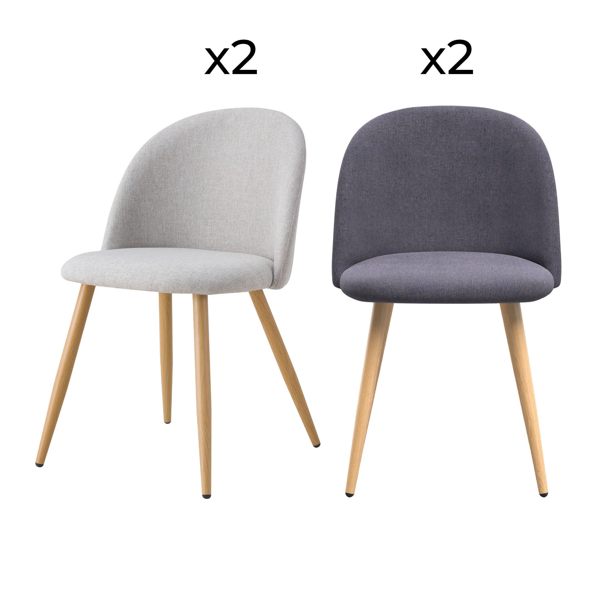 MAISON PAVANE Pack 4 chaises en tissu gris foncé et gris clair-cozy