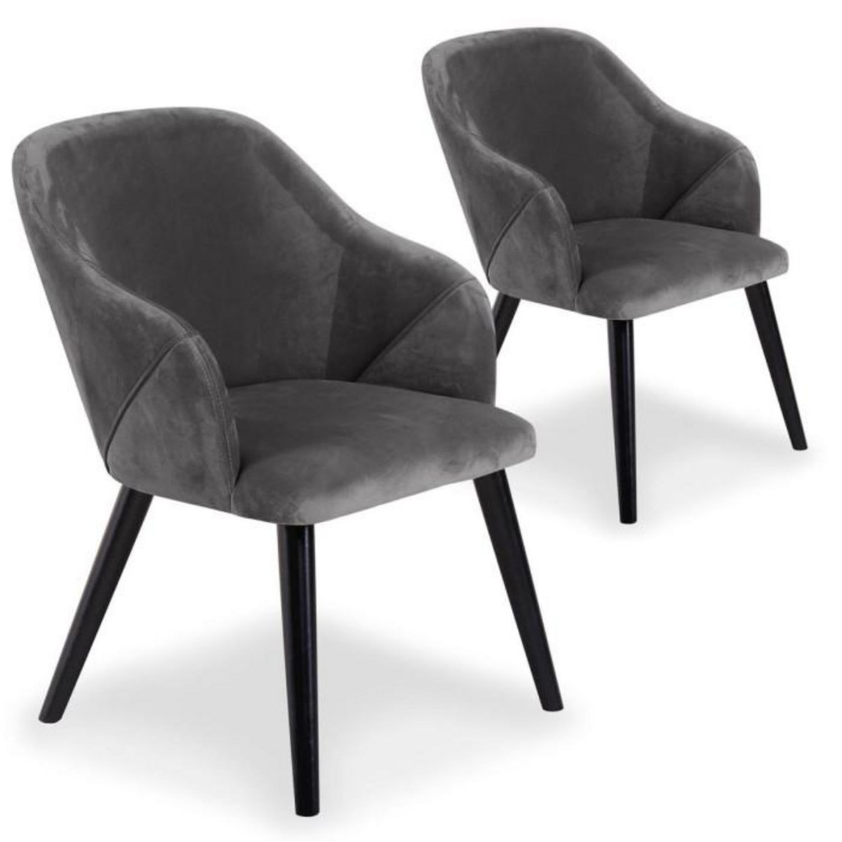 Paris Prix Lot de 2 Fauteuils en Velours  Yugnat  85cm Gris