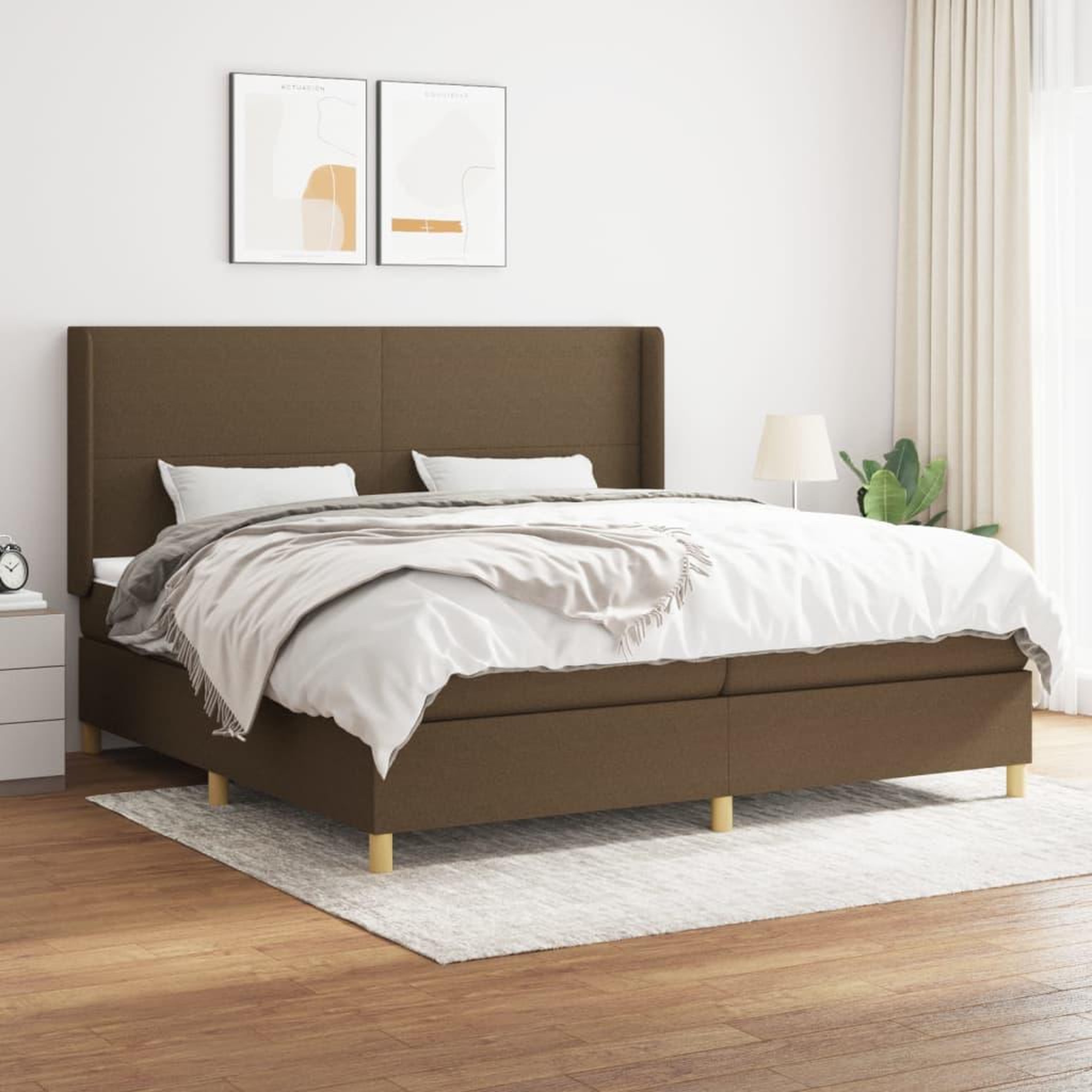 Voir la diapositive 1 : VIDAXL Sommier a lattes de lit avec matelas Marron fonce 200x200 cm