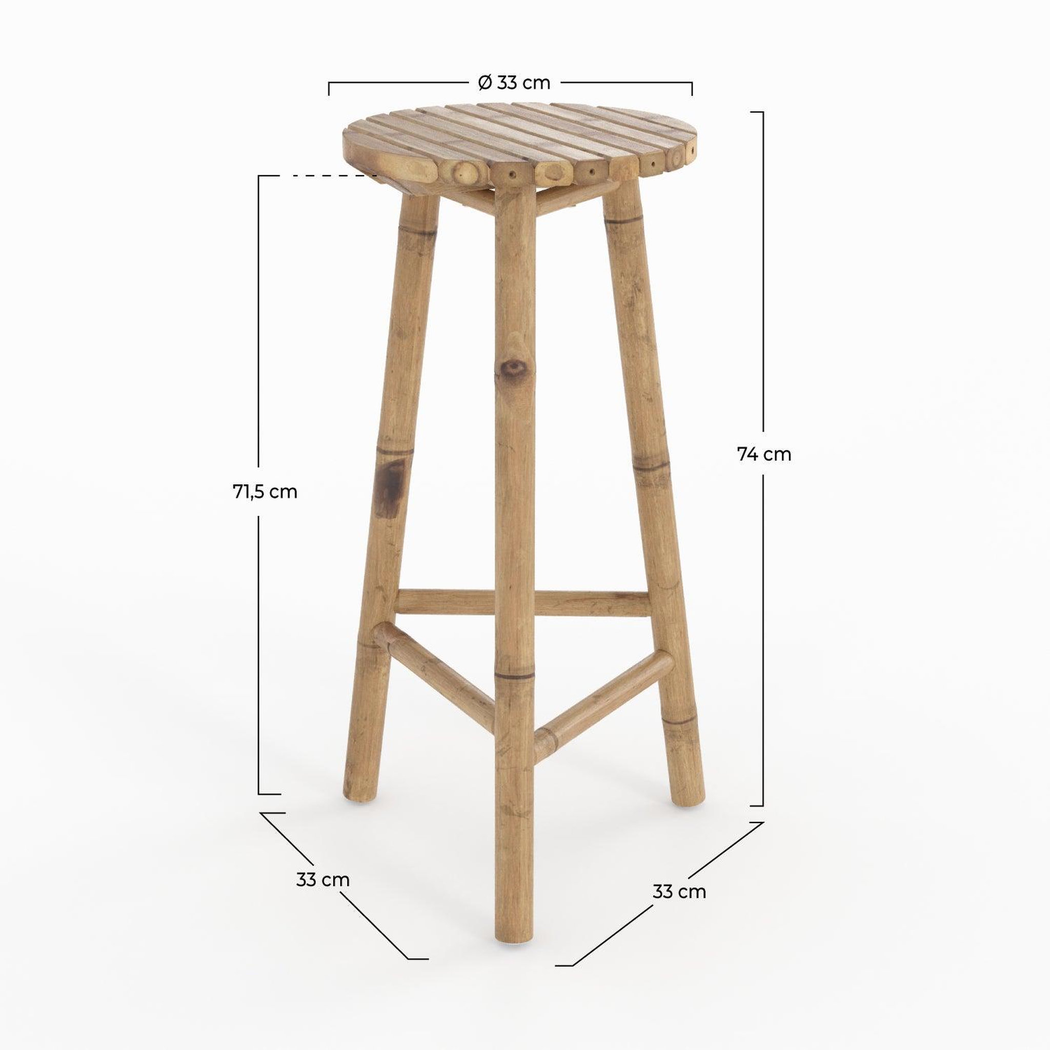 Voir la diapositive 4 : MAISON PAVANE Tabouret de bar extérieur en bambou 74 cm-eli