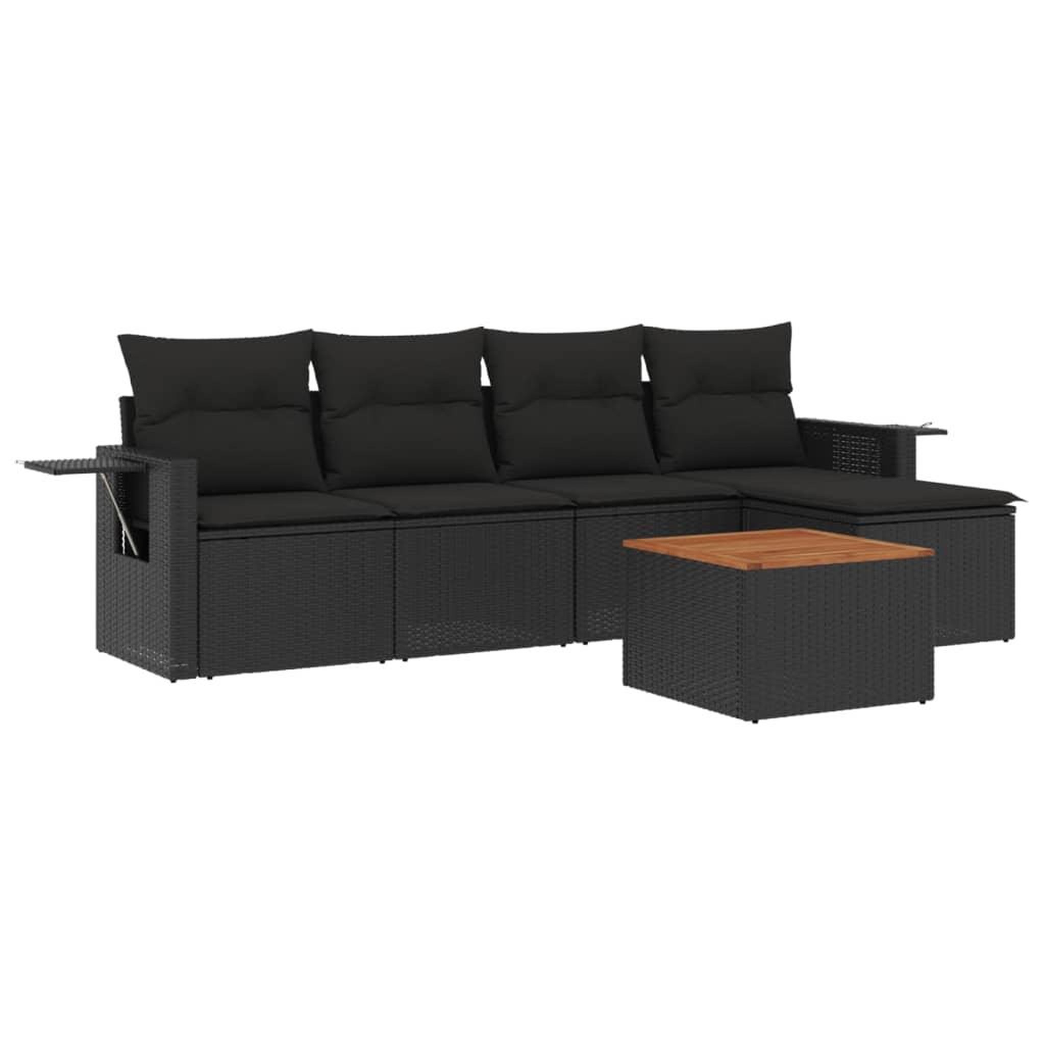 Voir la diapositive 2 : VIDAXL Salon de jardin 6 pcs avec coussins noir resine tressee