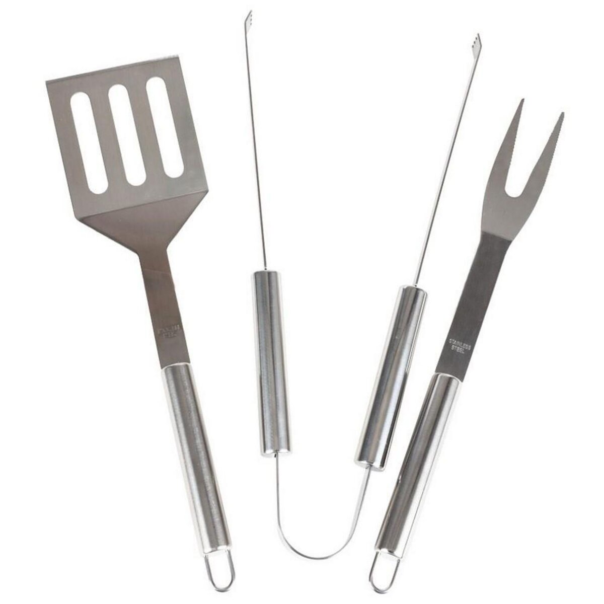 Kit complet barbecue plancha pince fourchette spatule Bois Inox pas cher 