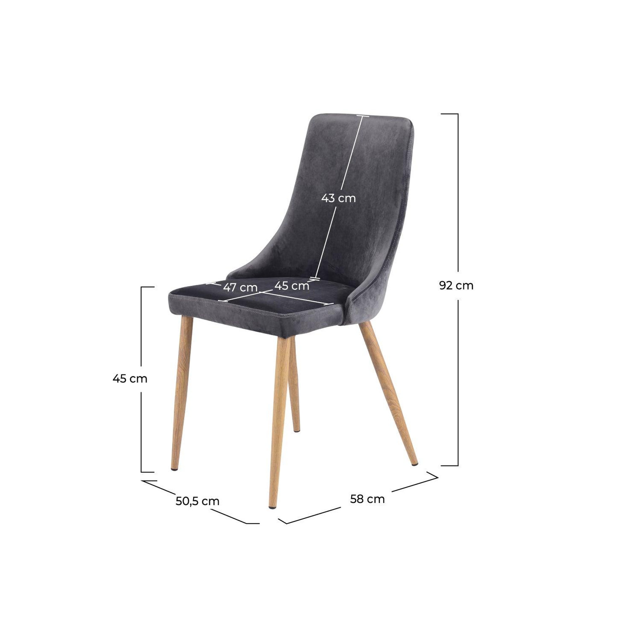 Voir la diapositive 4 : MAISON PAVANE Lot de 2 chaises en velours gris-vinni