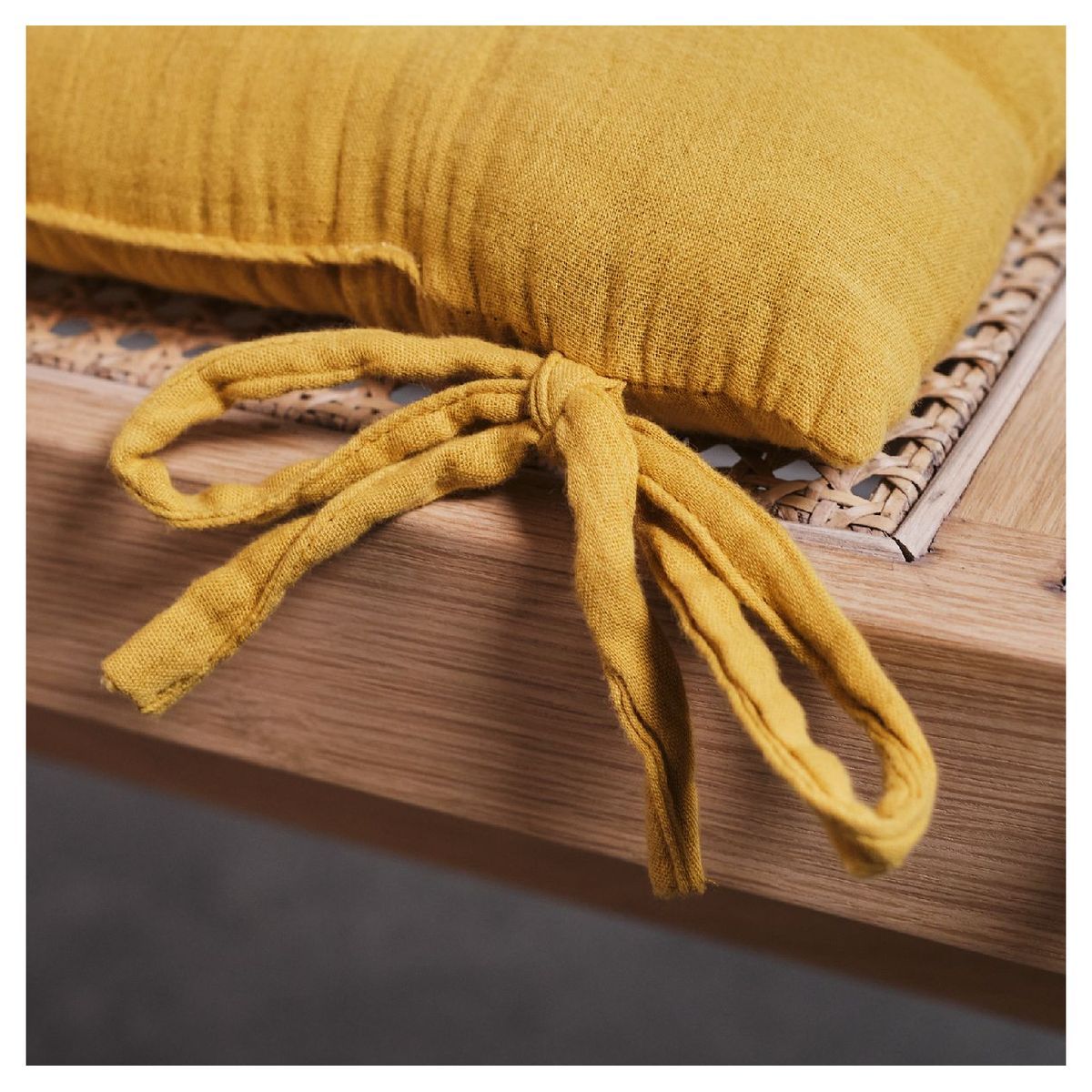 TODAY Galette de chaise unie matelassée en gaze de coton INDIAN FLOWERS