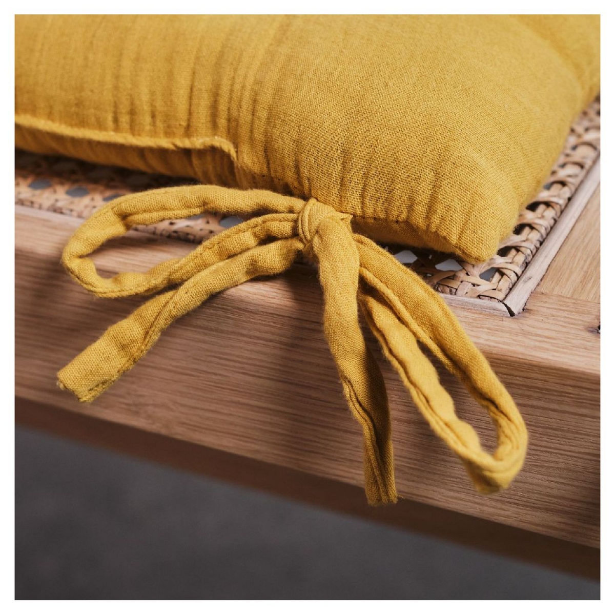 TODAY Galette de chaise unie matelassée en gaze de coton INDIAN FLOWERS