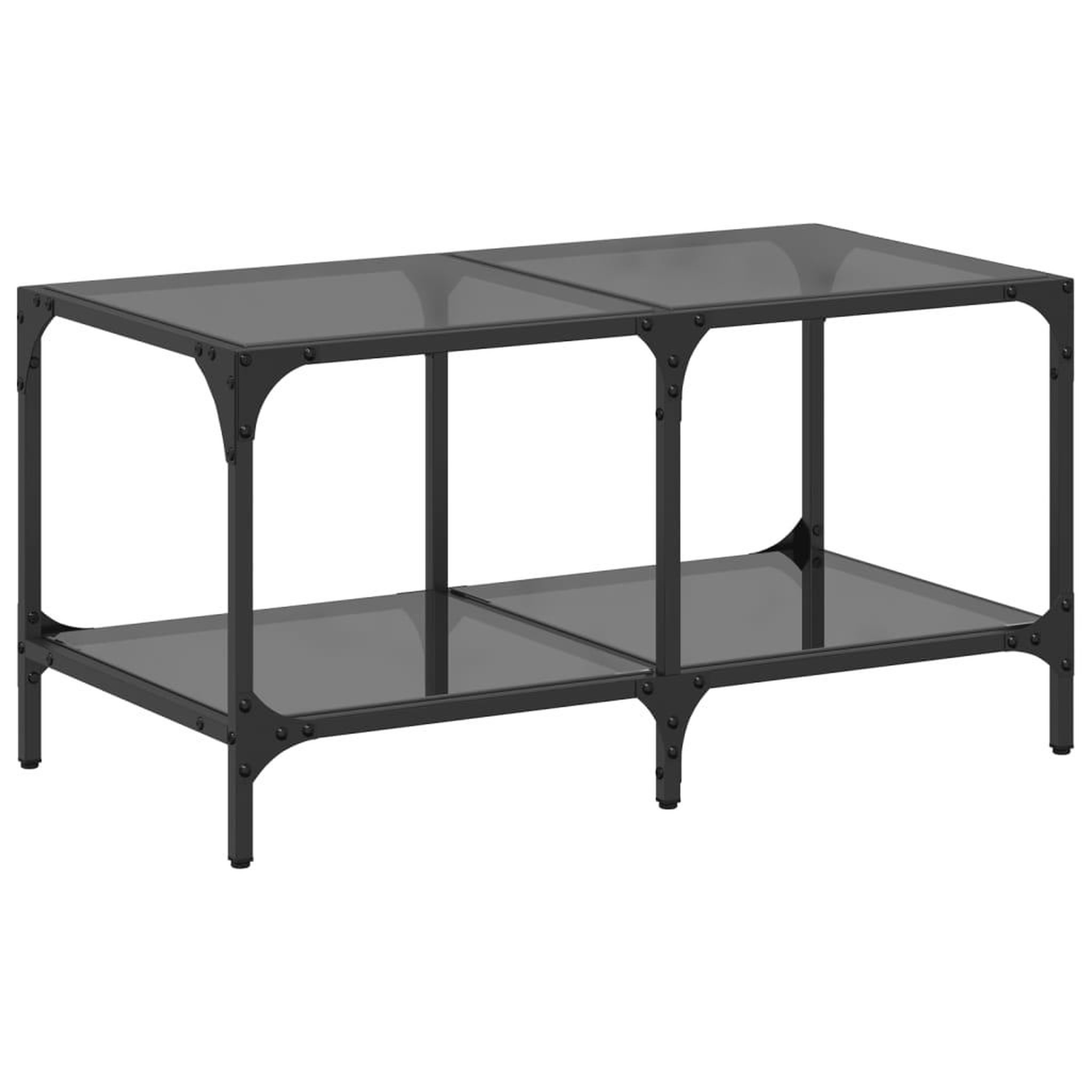 Voir la diapositive 2 : VIDAXL Table basse avec dessus en verre noir 78,5x40x40 cm acier