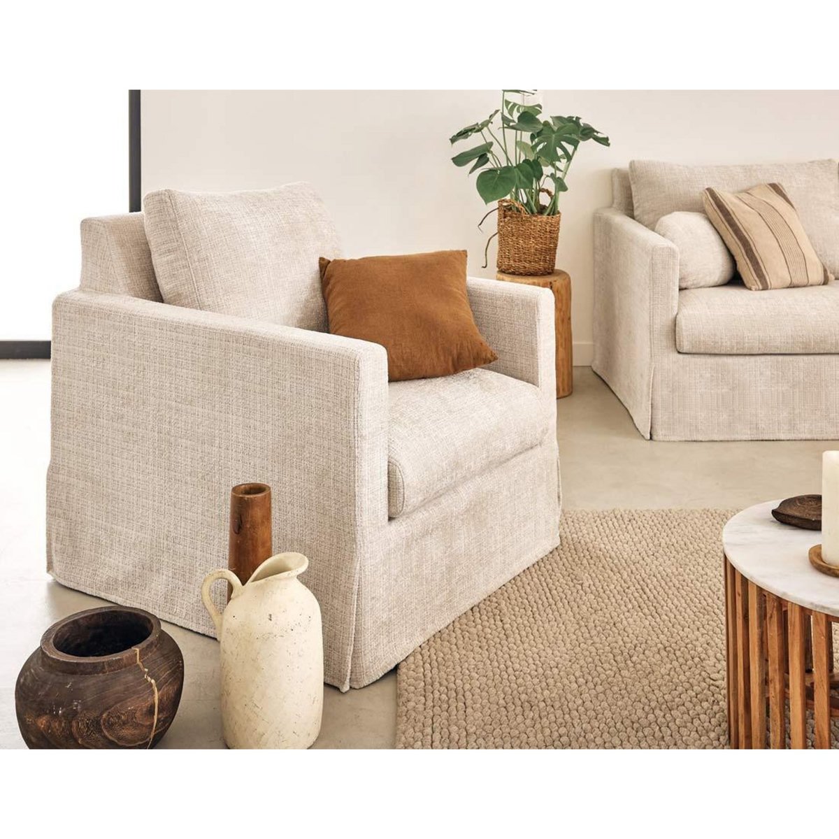 LISA DESIGN Serena - fauteuil déhoussable en velours texturé