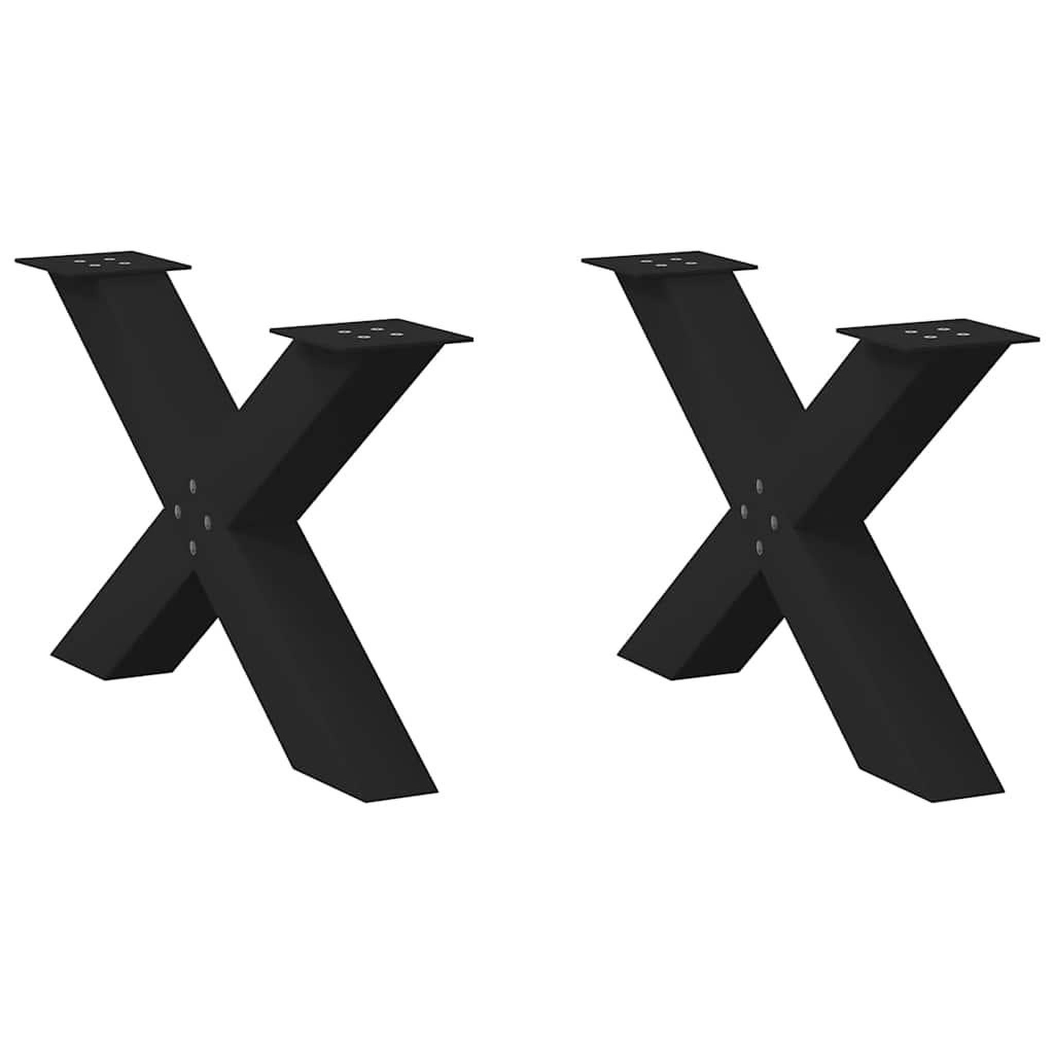 VIDAXL Pieds de table basse forme de X 2 pcs noir 70x(42-43) cm acier