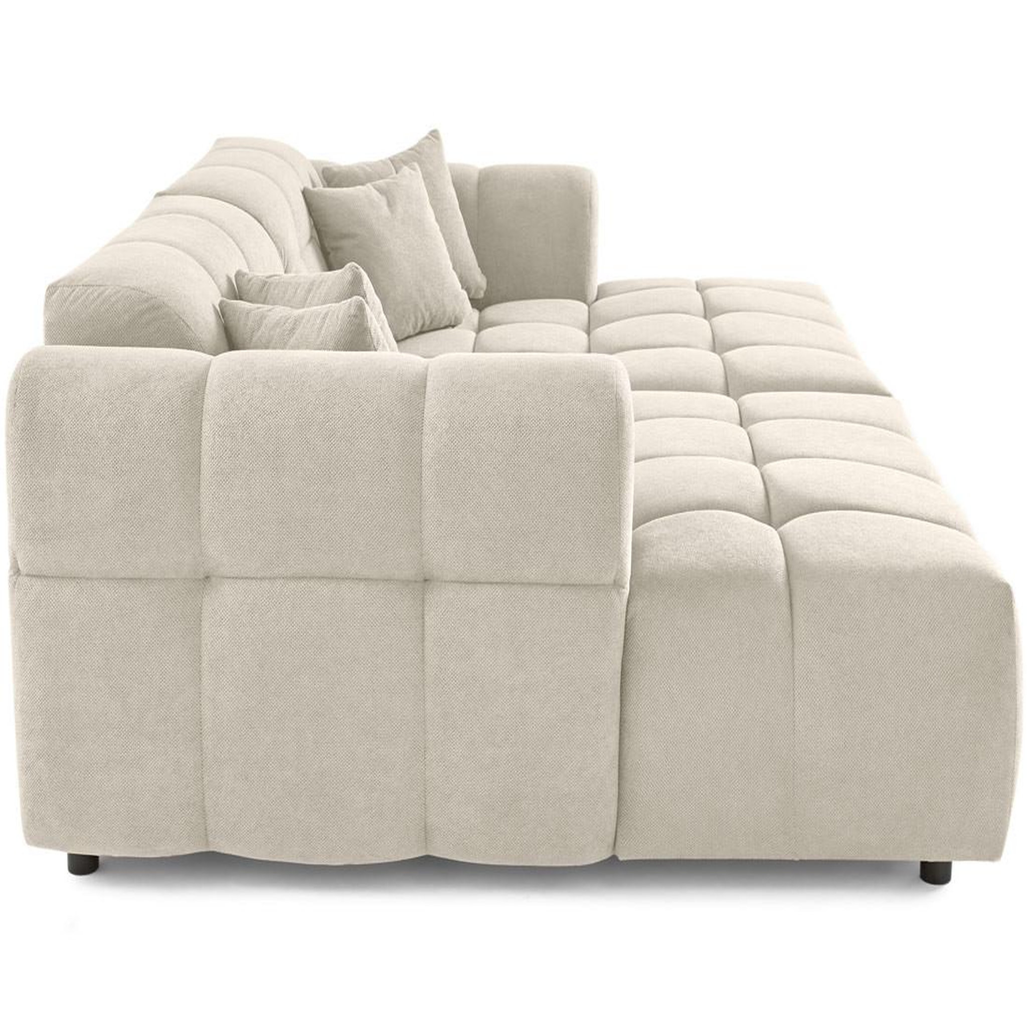 Voir la diapositive 4 : BEST MOBILIER Ray - canapé droit 4 places avec double méridienne - assise profonde - en tissu texturé